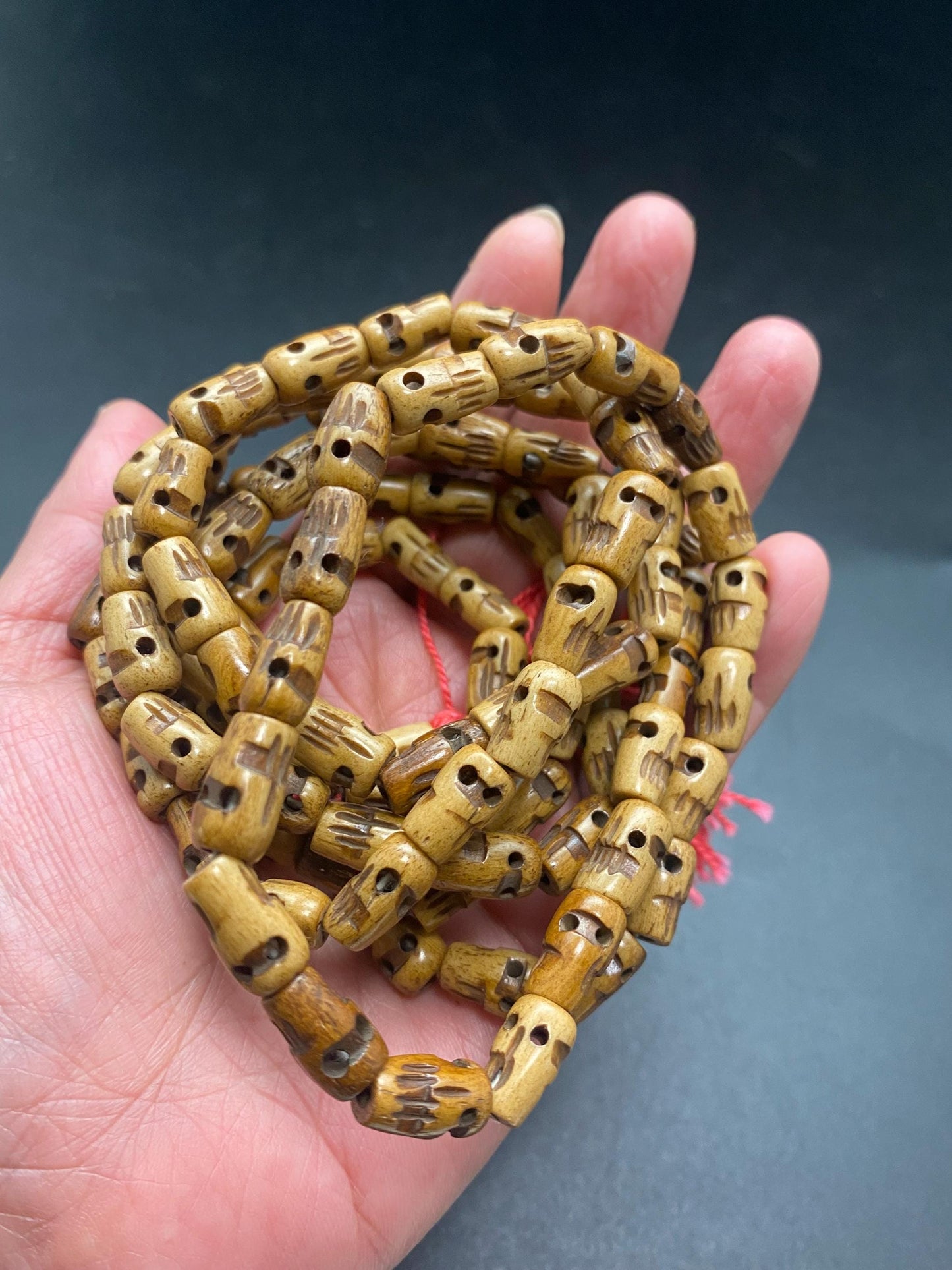 yak bone skull mala, handcrafted from Tibet, prayer bead,