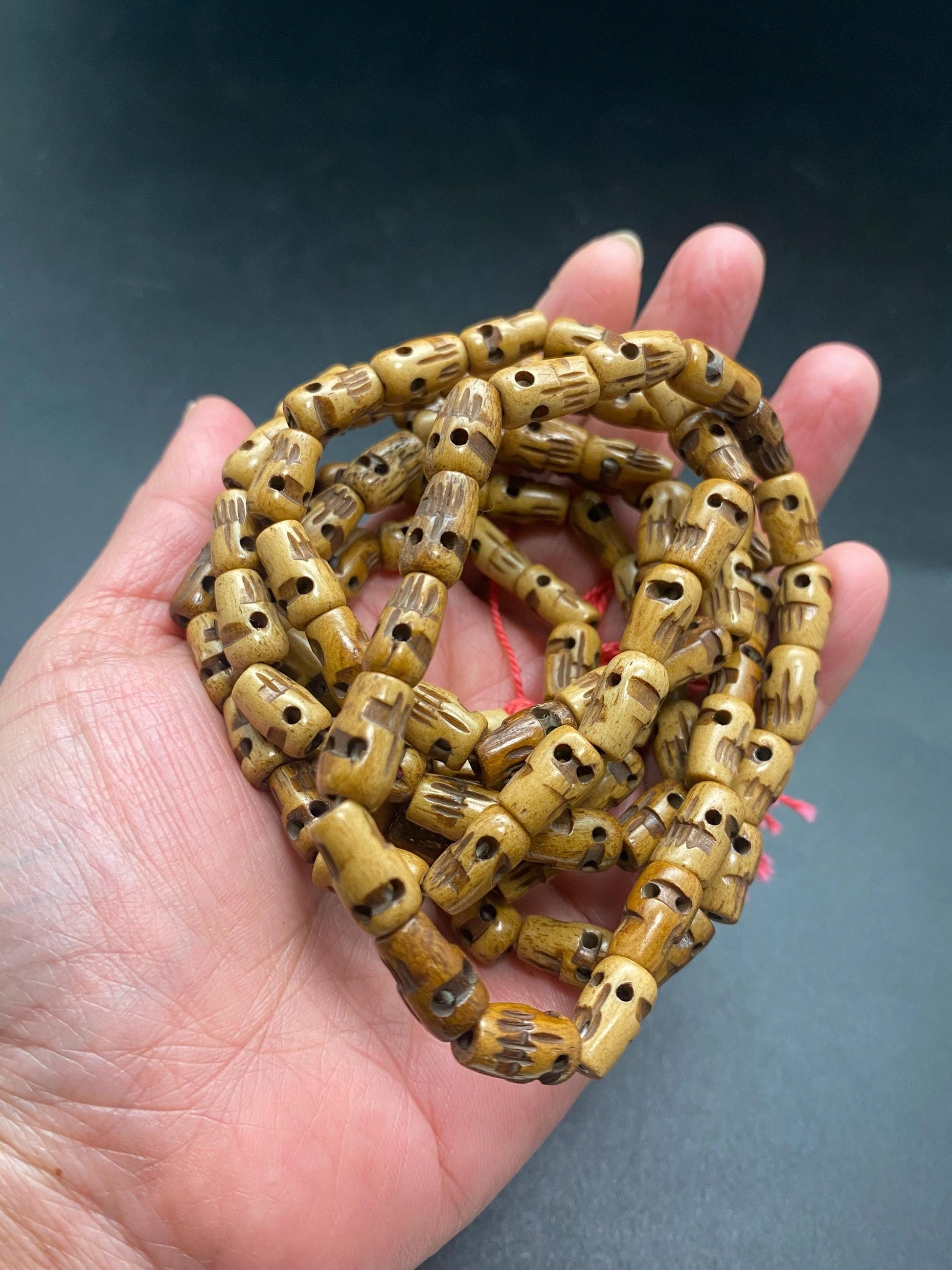 yak bone skull mala, handcrafted from Tibet, prayer bead,