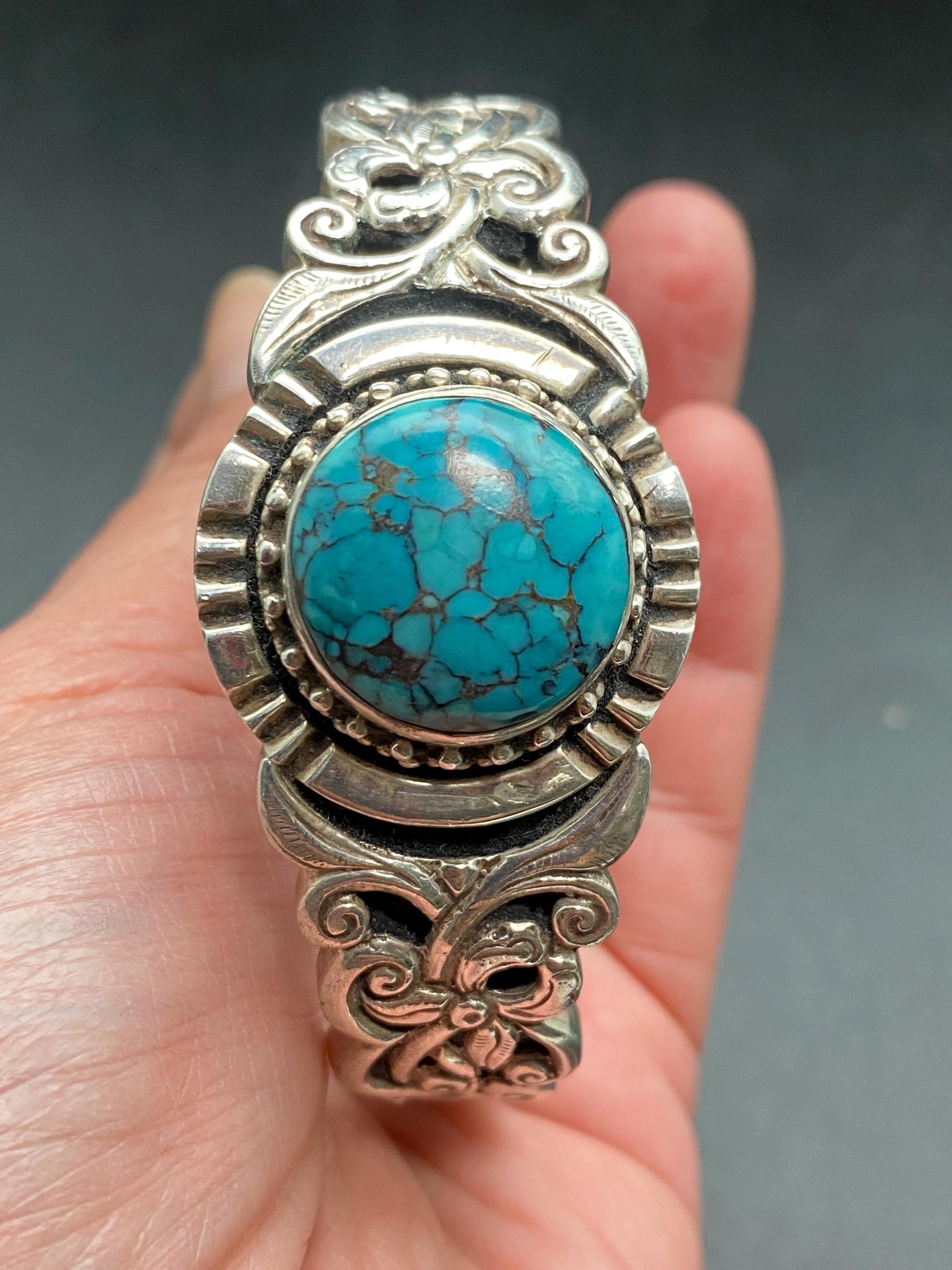 Turquoise bangle, bracelet ,sterling silver,turquoise ,coral , handcrafted,Nepalese