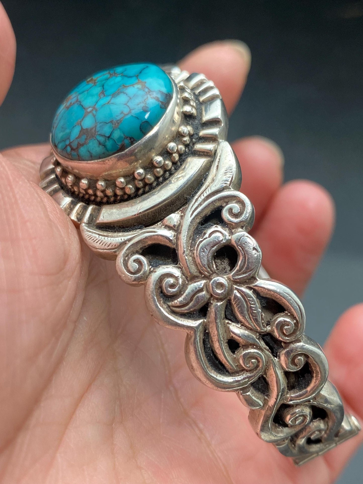 Turquoise bangle, bracelet ,sterling silver,turquoise ,coral , handcrafted,Nepalese