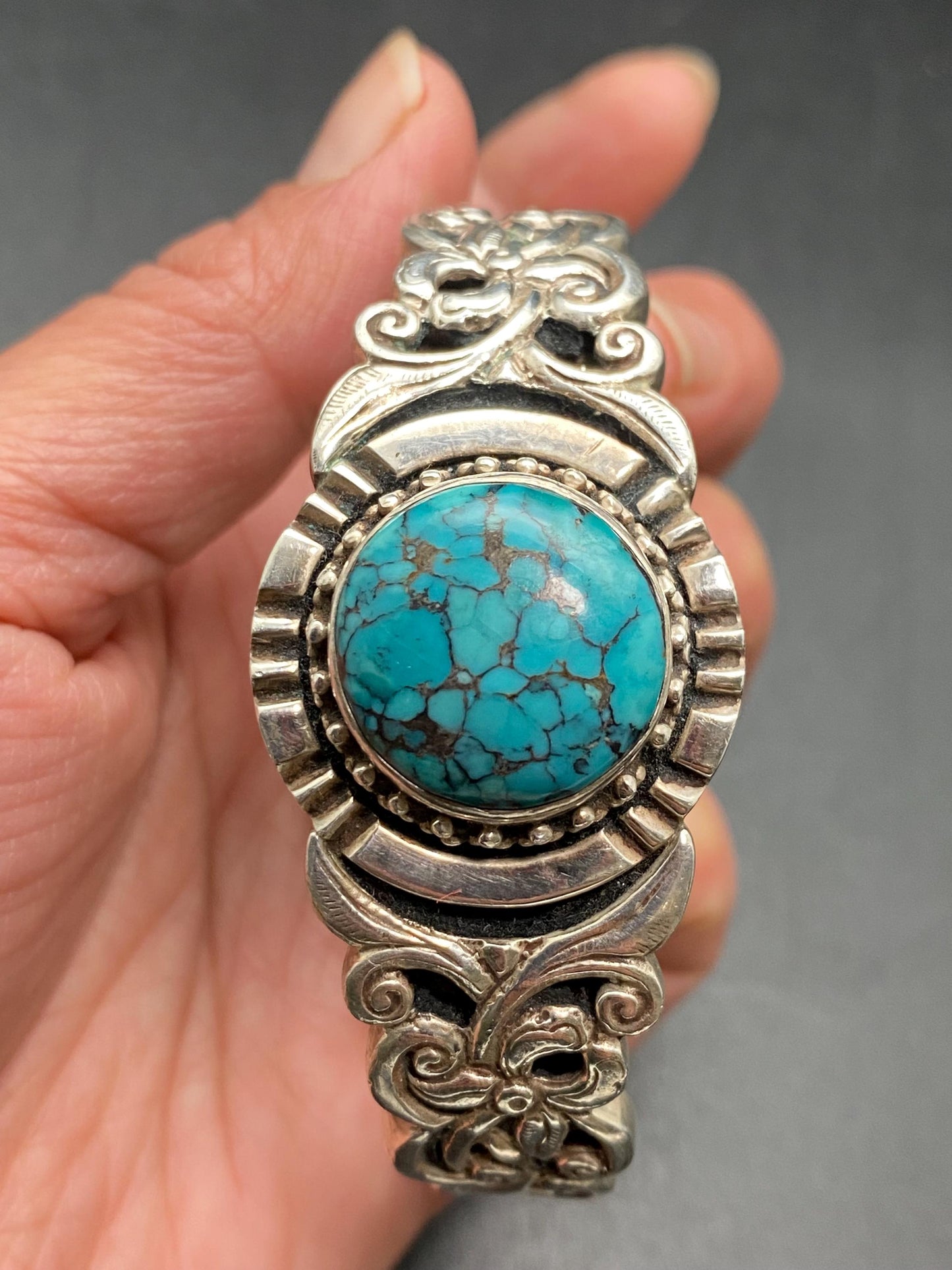 Turquoise bangle, bracelet ,sterling silver,turquoise ,coral , handcrafted,Nepalese