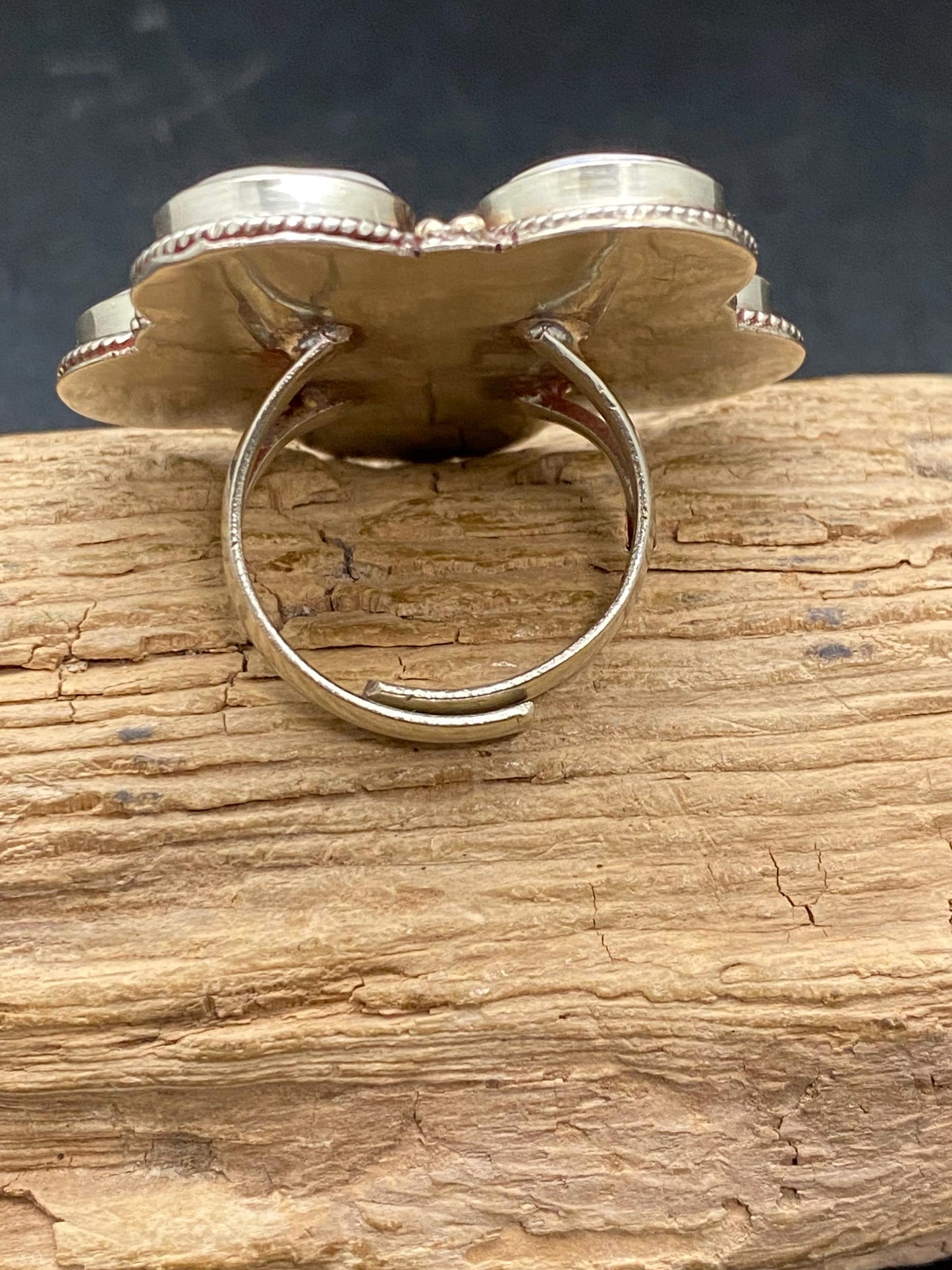 Pearl flower ring,mother of pearl, handcrafted, Tibetan silver,ethnic style,Tibetan Reposse silver, Himalayan,Nepalese ,adjustable