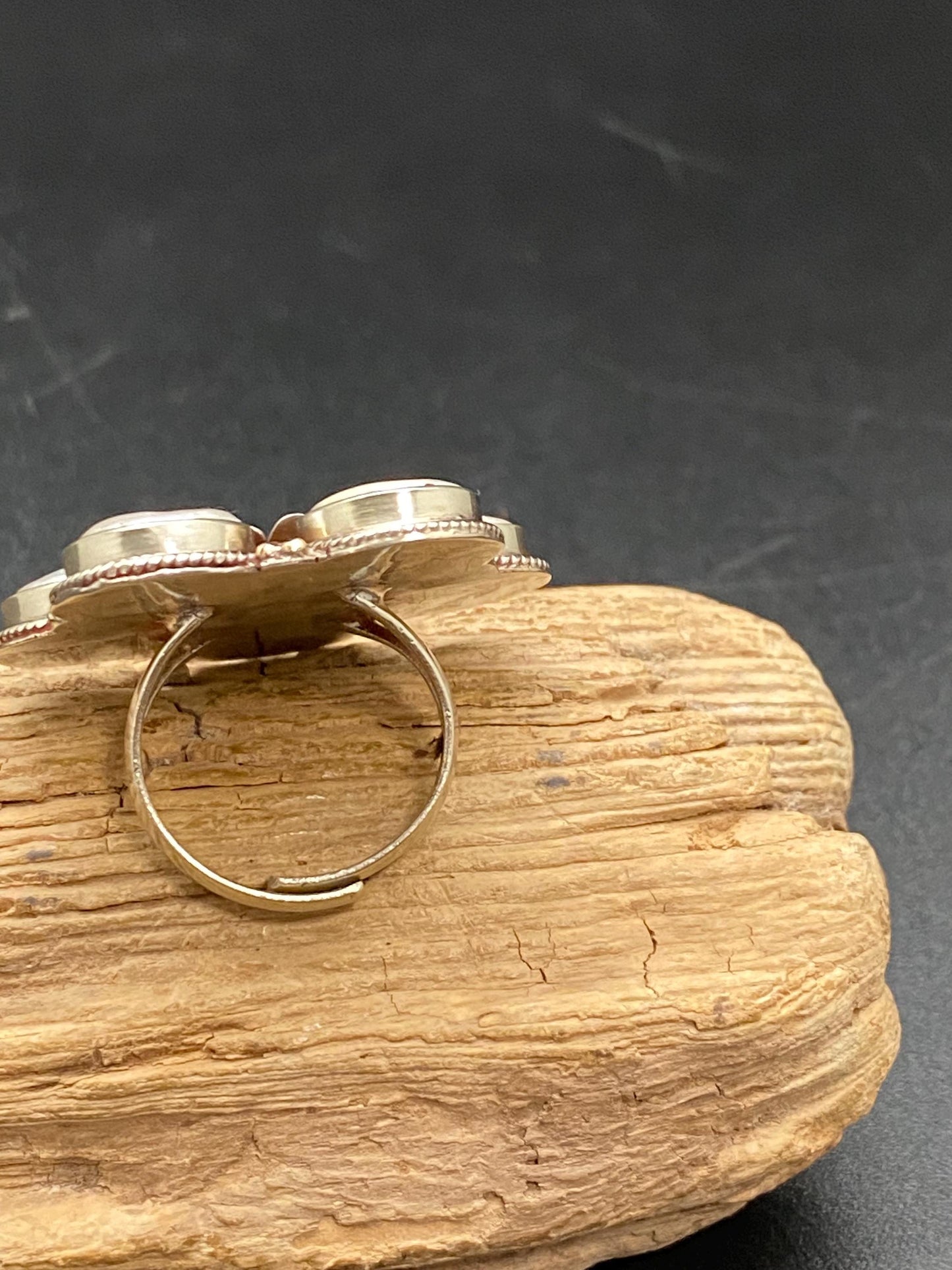 Pearl flower ring,mother of pearl, handcrafted, Tibetan silver,ethnic style,Tibetan Reposse silver, Himalayan,Nepalese ,adjustable