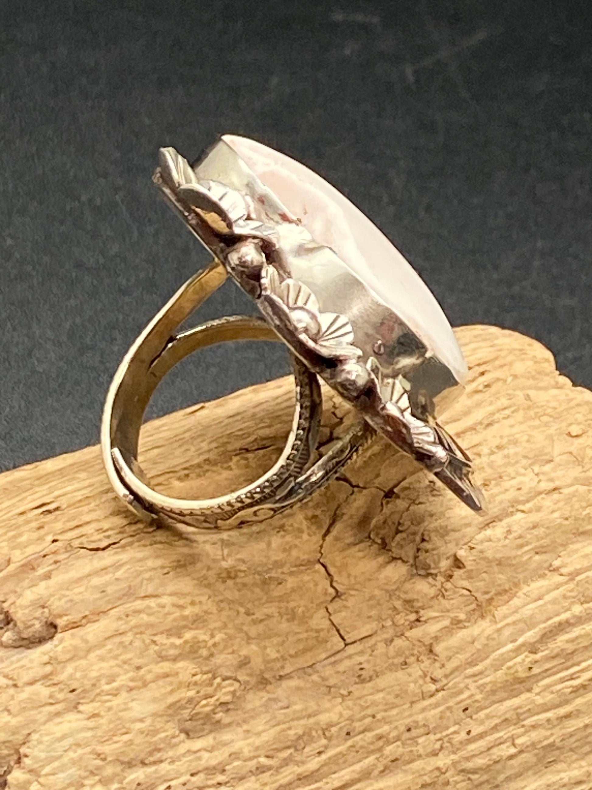 shell ring , heart shape ring,Shiva shell ,handcrafted, Tibetan silver,ethnic style,Himalayan, Nepalese