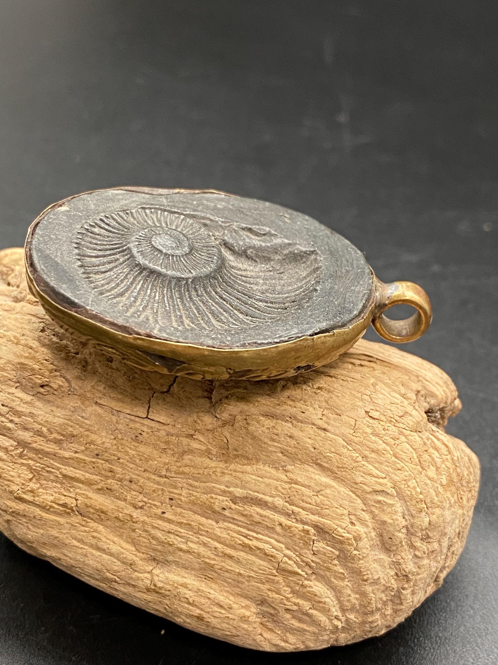Himalayan fossil shaligram,handcrafted,brass, Dragon pendant,Himalayan,Nepalese,