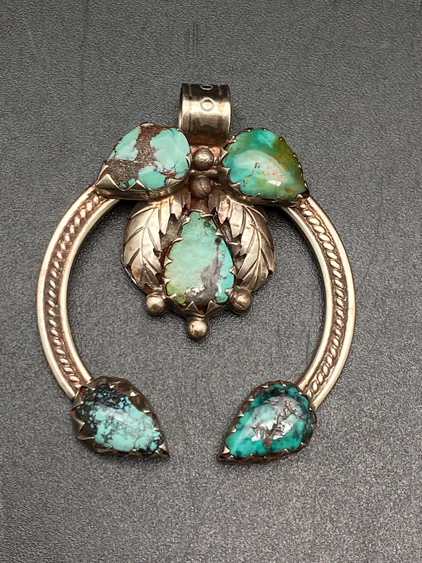 turquoise blossom pendant, handcrafted ,tibetan silver,Nepalese