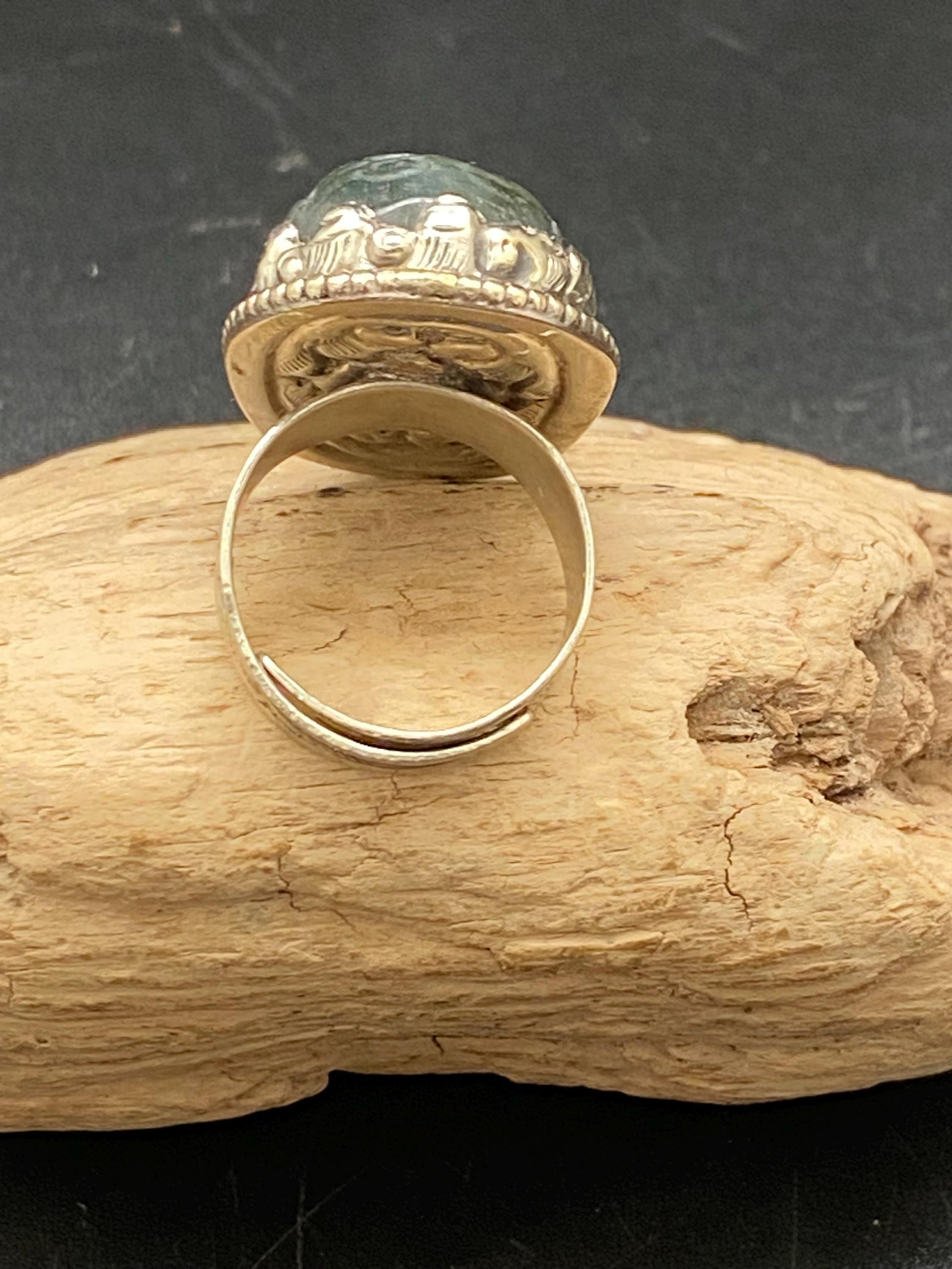 labradorite carved, skull ring, handcrafted,ethnic style,Tibetan silver, adjustable ,Nepalese