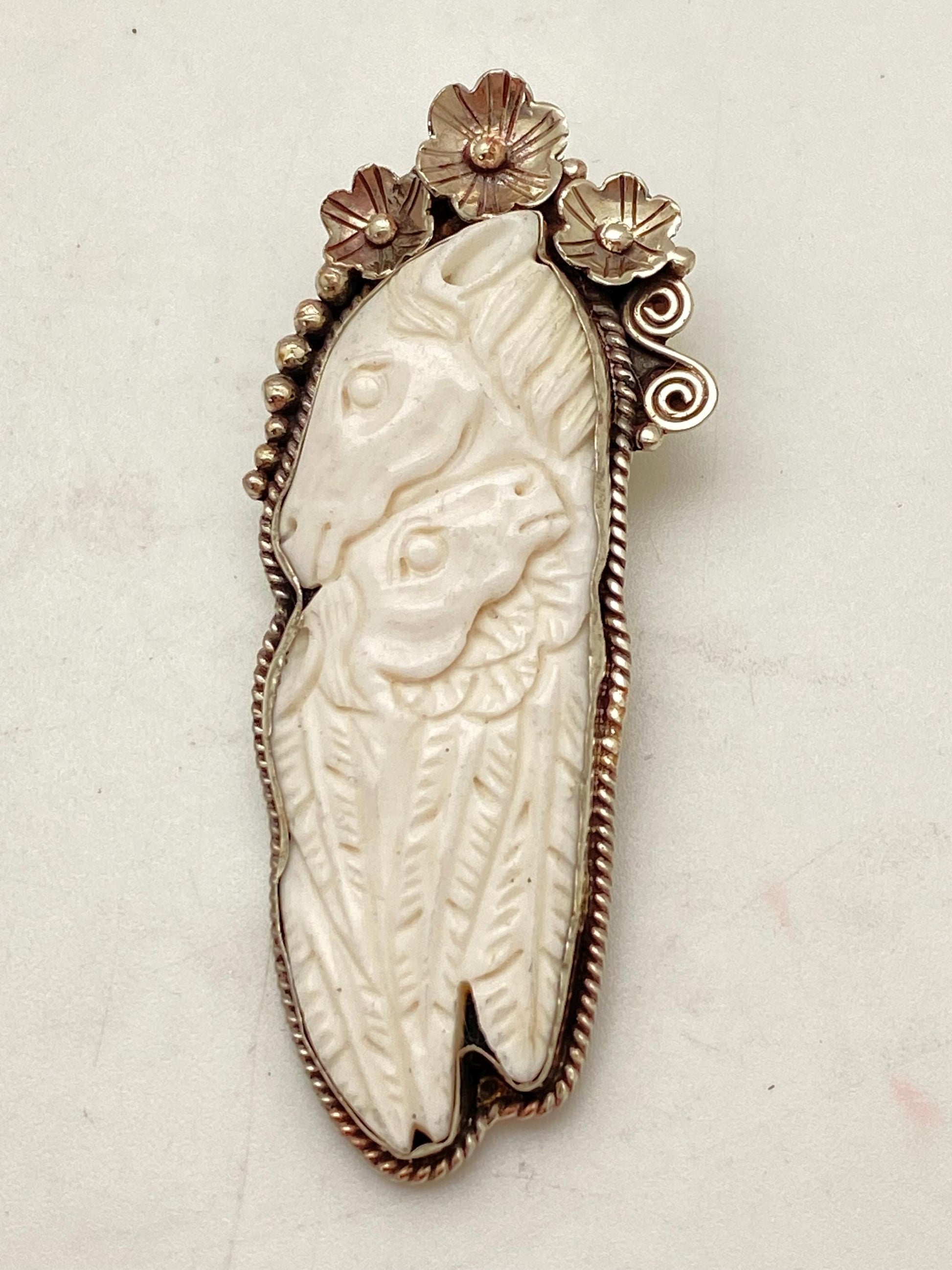 Horse pendant, two horse pendant, water buffalo bone carved,Tibetan silver, ethnic style,Himalayan,Nepalese,Tibetan design, freedom