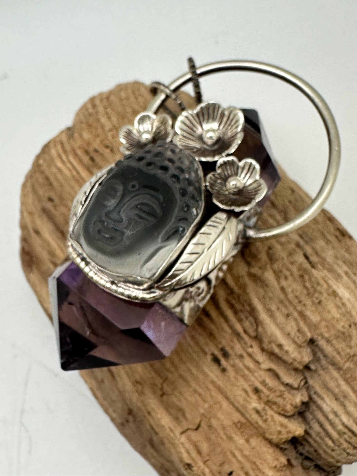 healing pendant, amethyst, quartz Buddha , spiritual amulet,