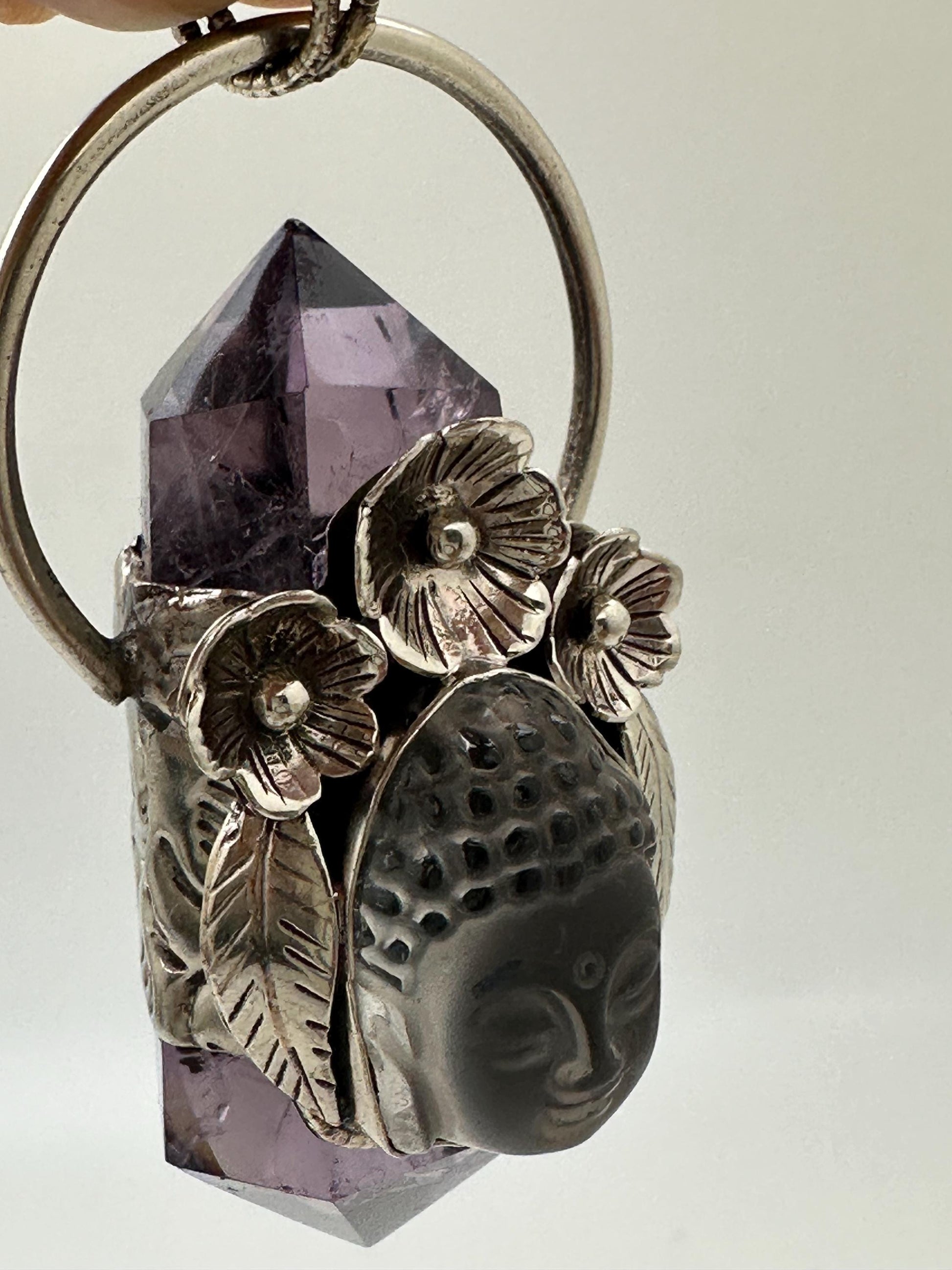 healing pendant, amethyst, quartz Buddha , spiritual amulet,