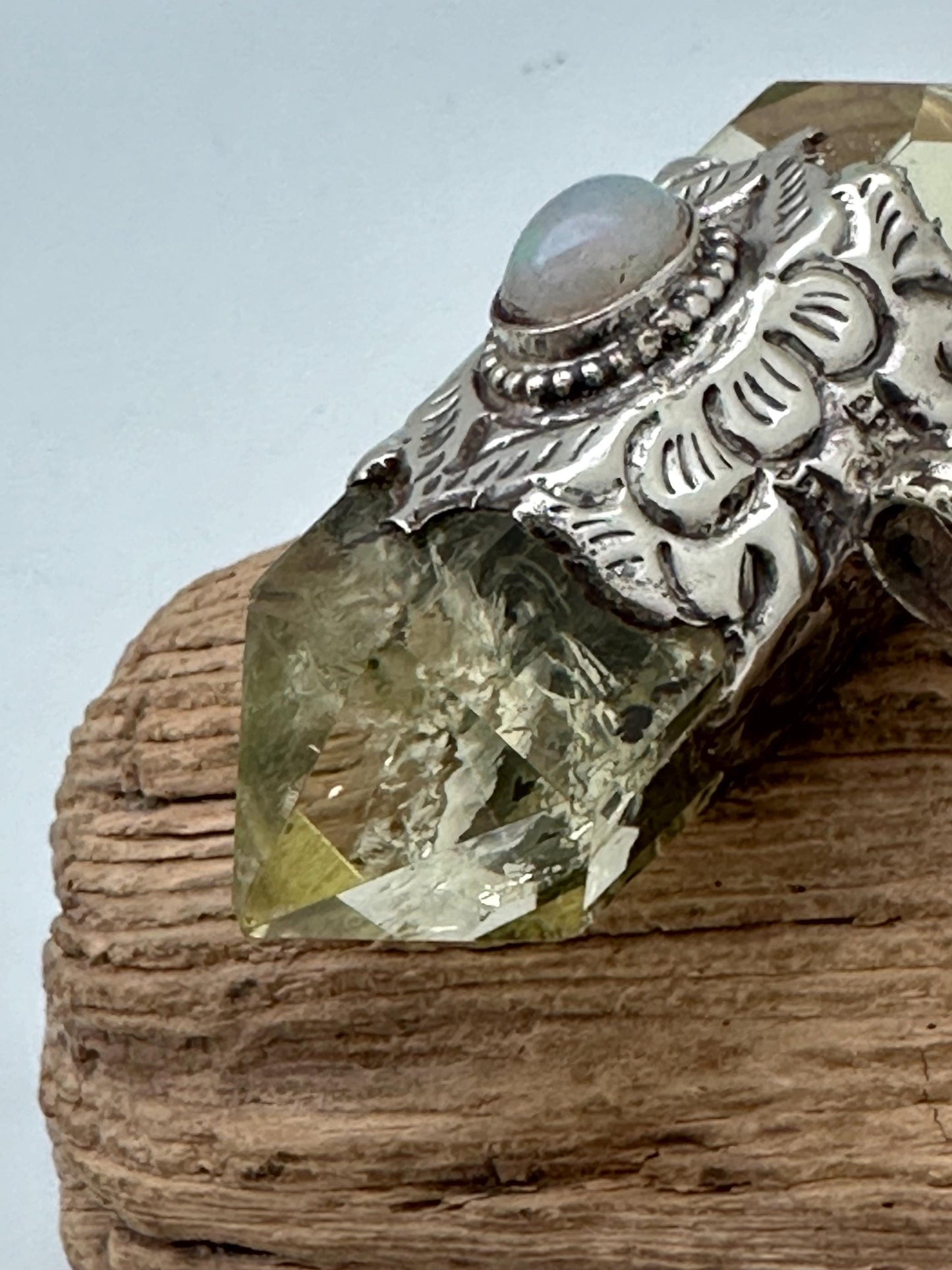 citrine pendant with natural opal, healing pendant,