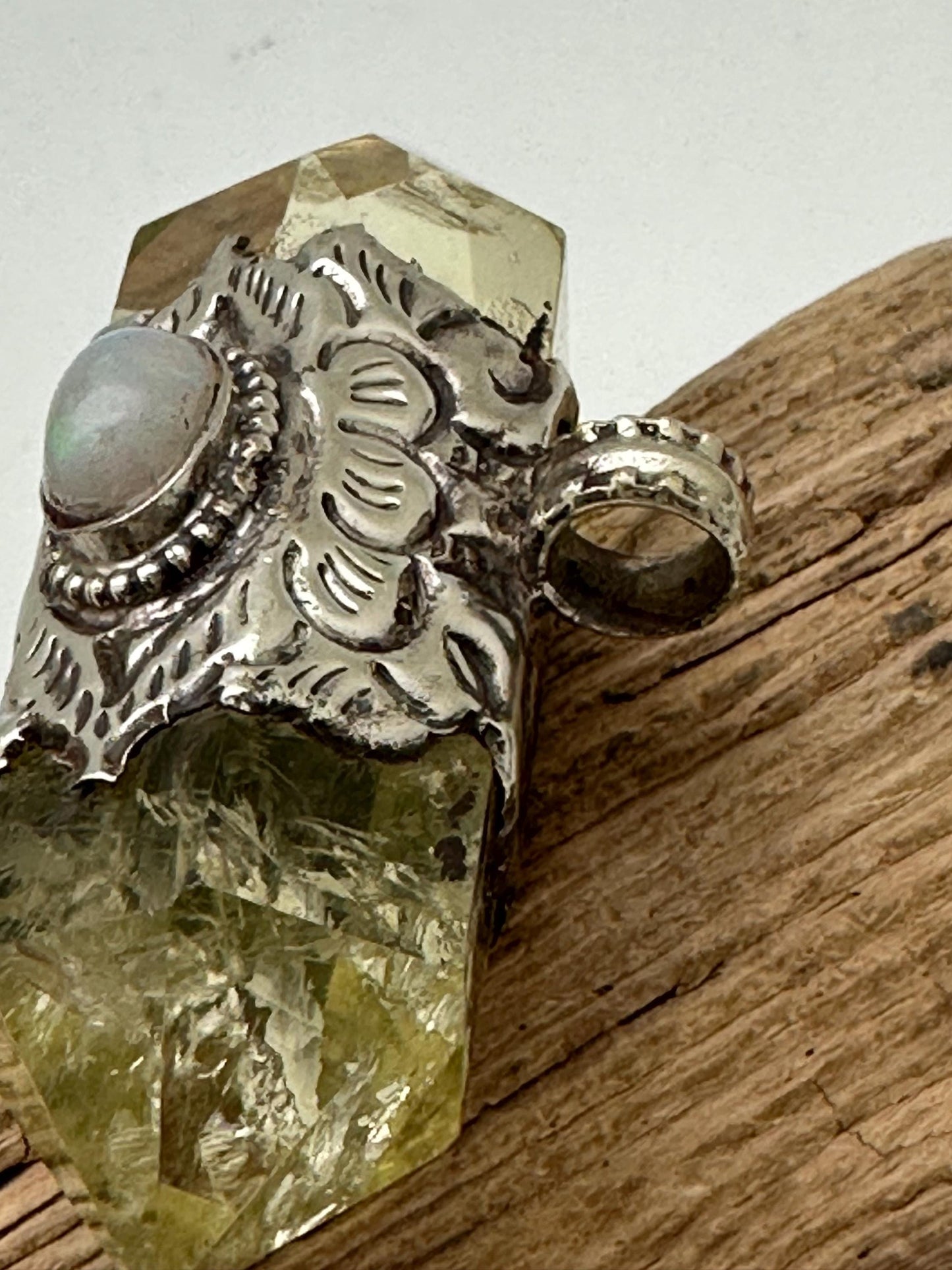 citrine pendant with natural opal, healing pendant,