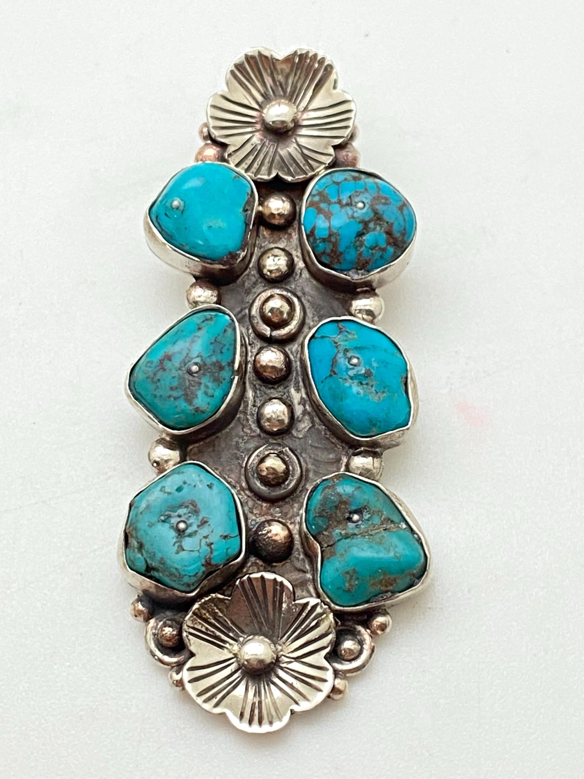 Turquoise pendant, floral pendant, Tibetan réposse silver, handcrafted,Himalayan Nepalese