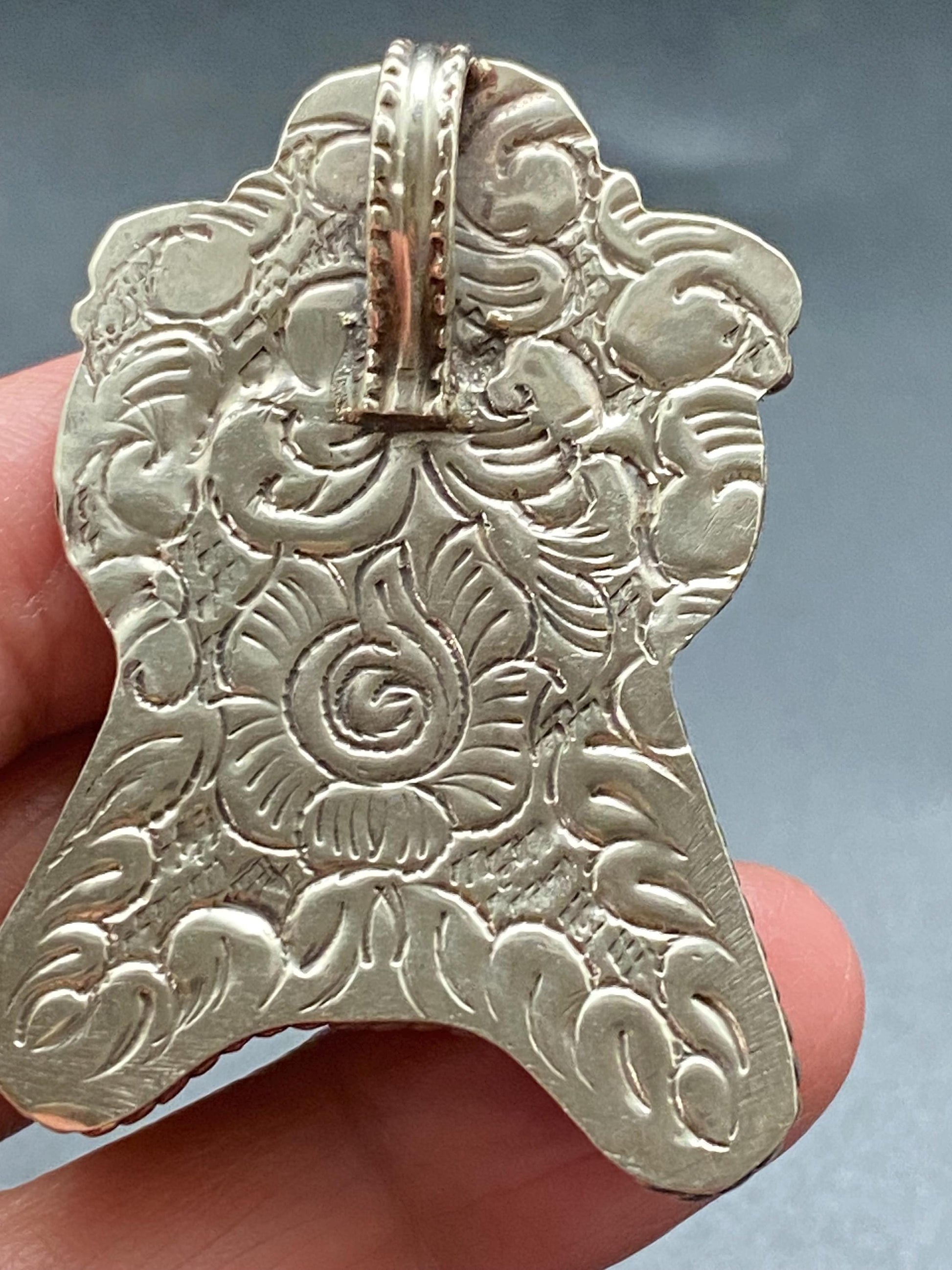 Panda pendant, bone carved pendant, handcrafted,Tibetan silver, floral pendant ,animal lover,himalayan,Nepalese