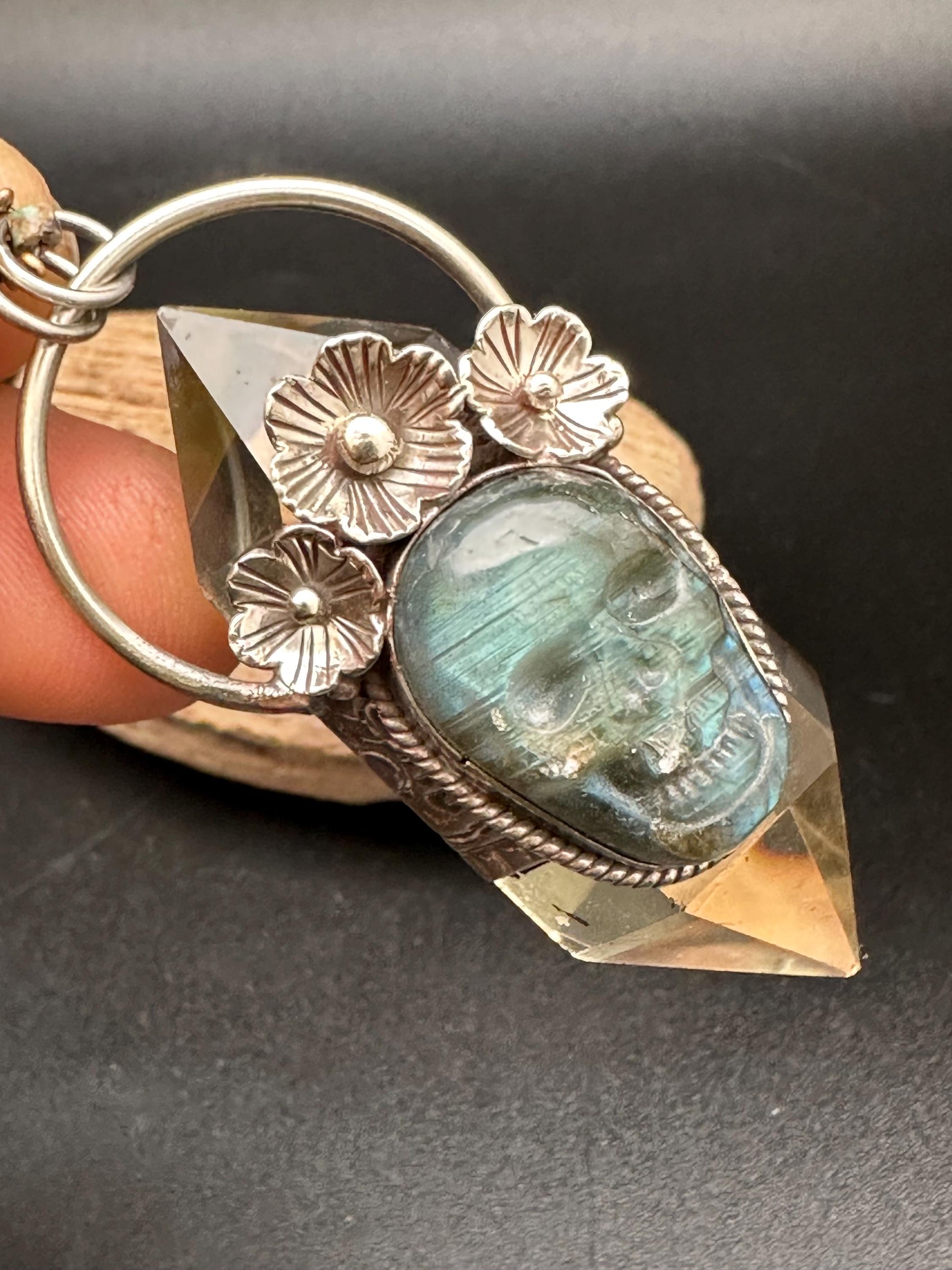 natural citrine with Buddha, healing pendant, master handcrafted with Tibetan silver