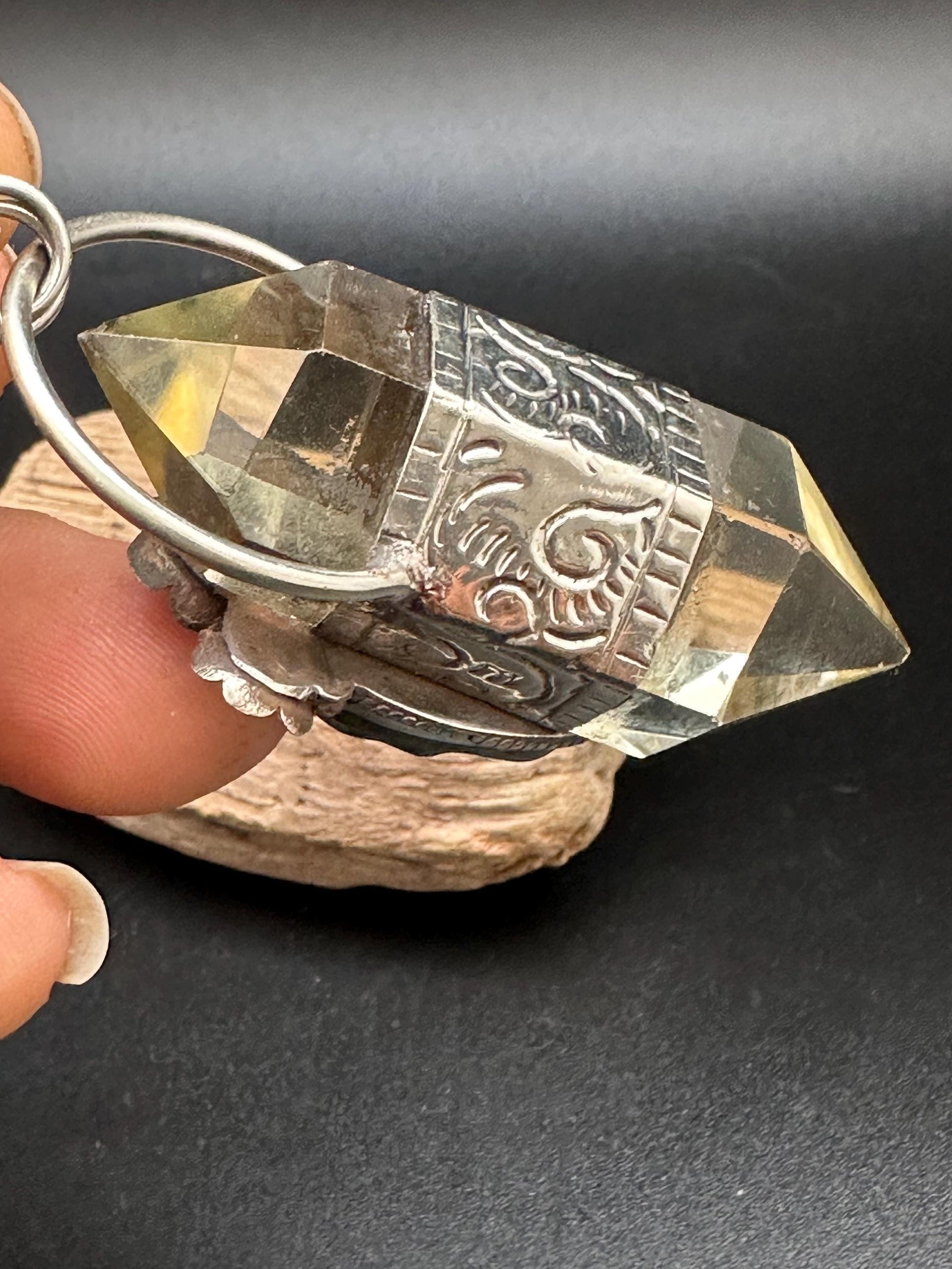 natural citrine with Buddha, healing pendant, master handcrafted with Tibetan silver