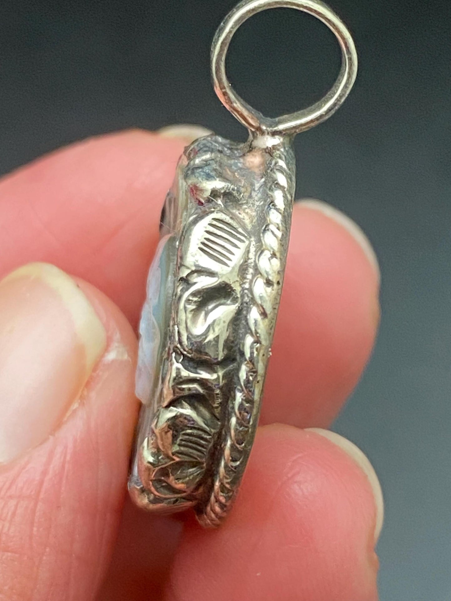 mother of pearl, sun face pendant, handcrafted ,Tibetan repousse silver, ethnic style