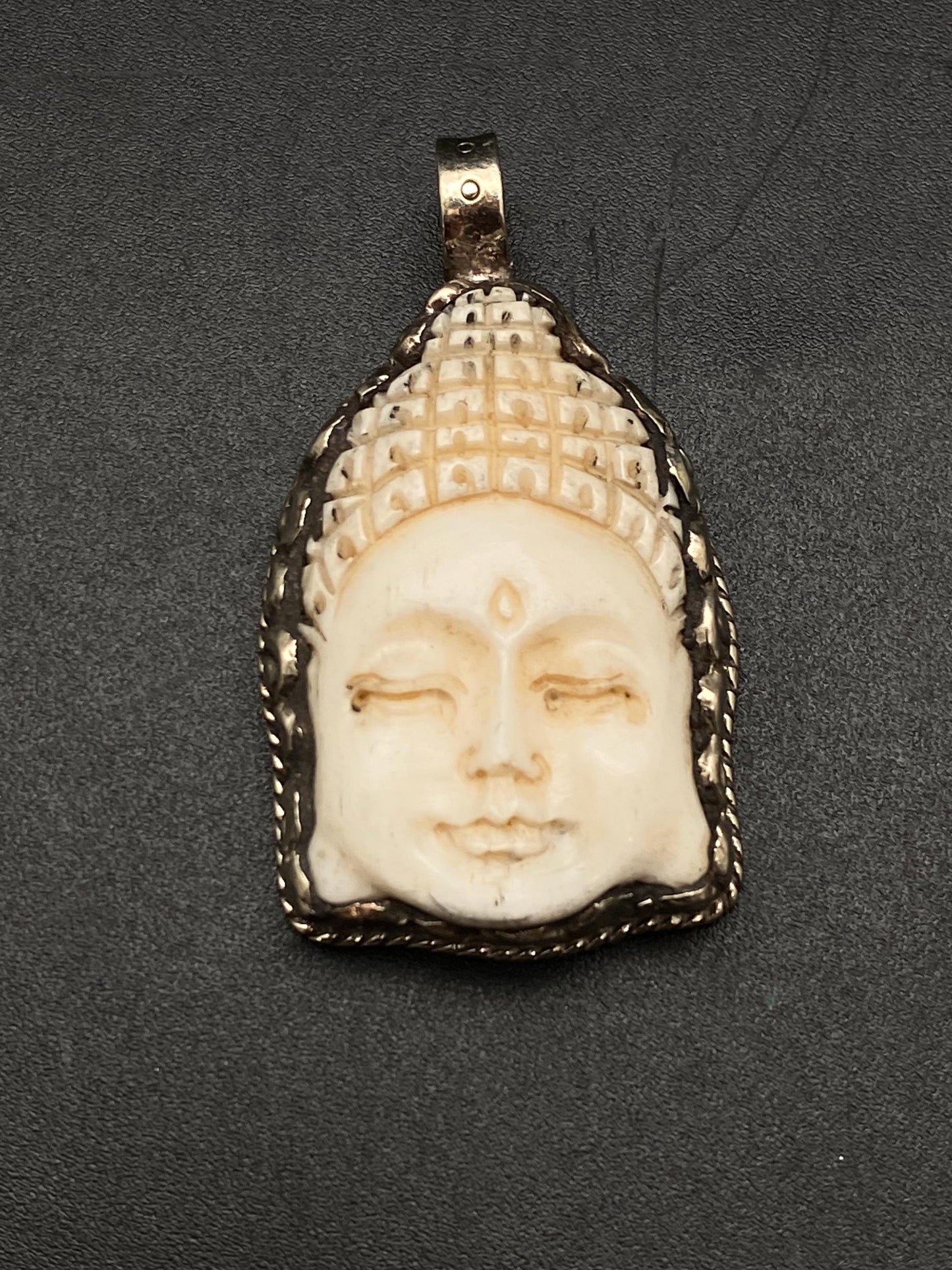 Buddha face pendant, bone carved pendant,Handcrafted,Tibetan silver ,Himalayan,Nepalese