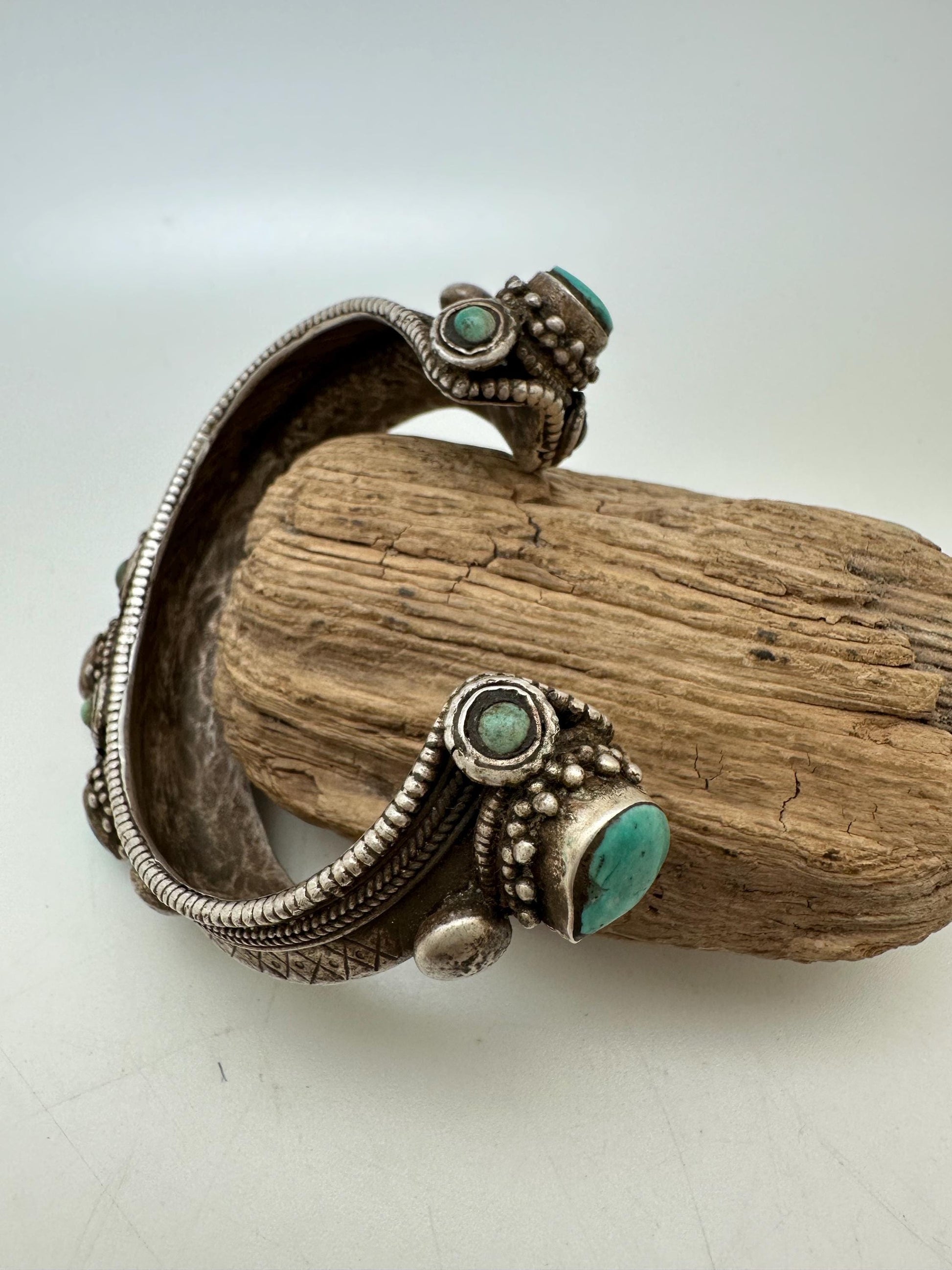 Tibetan bangle, ethnic Tibetan jewelry, sterling silver bangle,