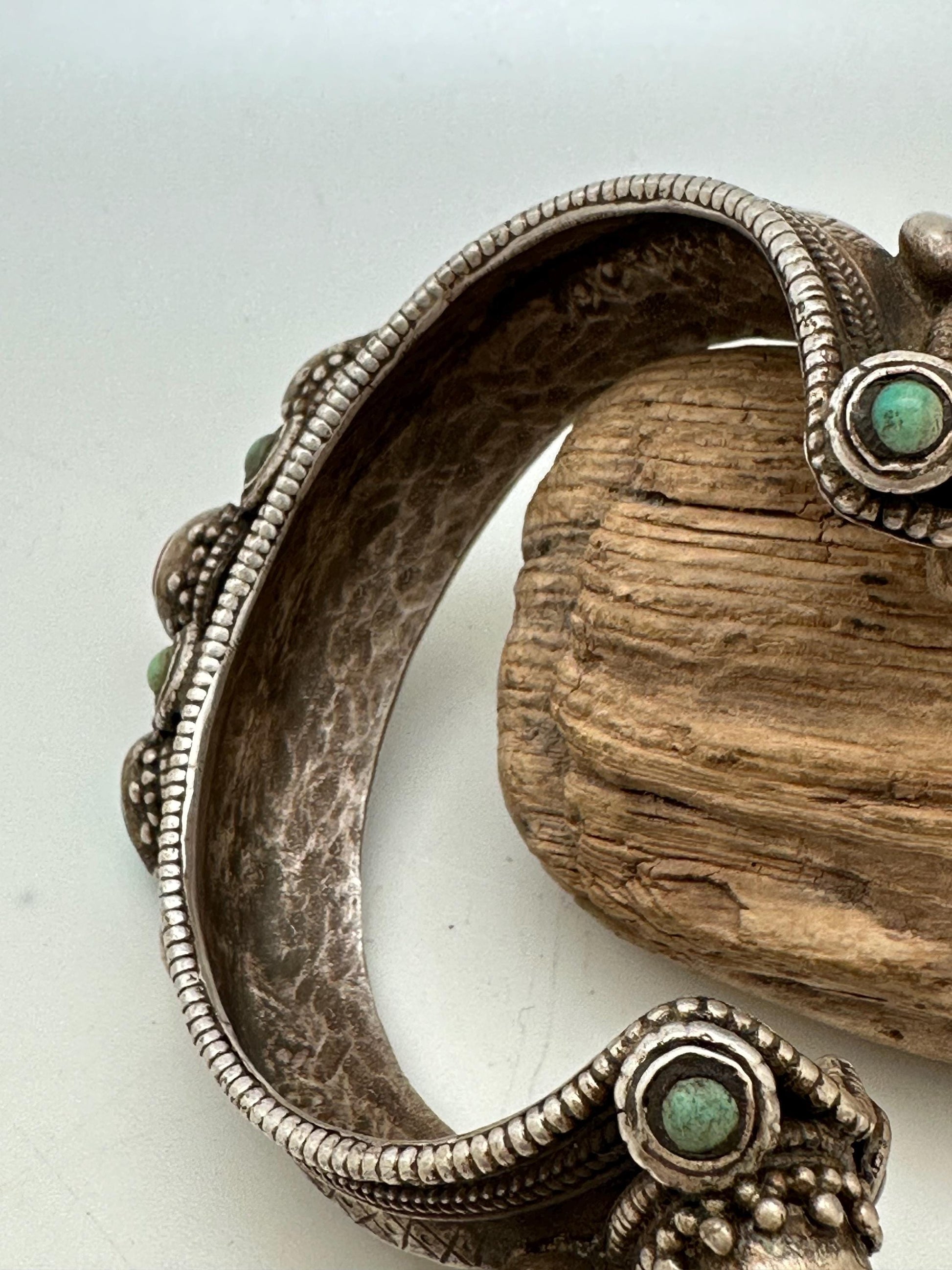 Tibetan bangle, ethnic Tibetan jewelry, sterling silver bangle,