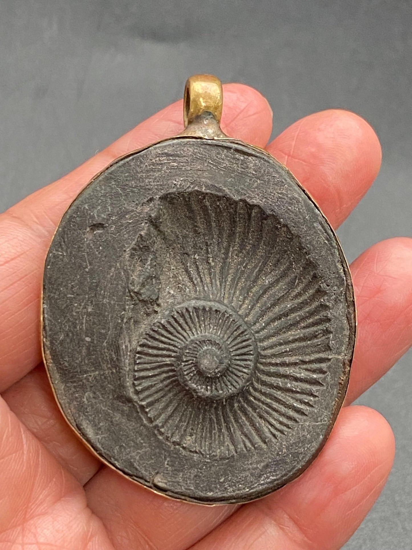 Himalayan fossil shaligram,handcrafted,brass, Dragon pendant,Himalayan,Nepalese,