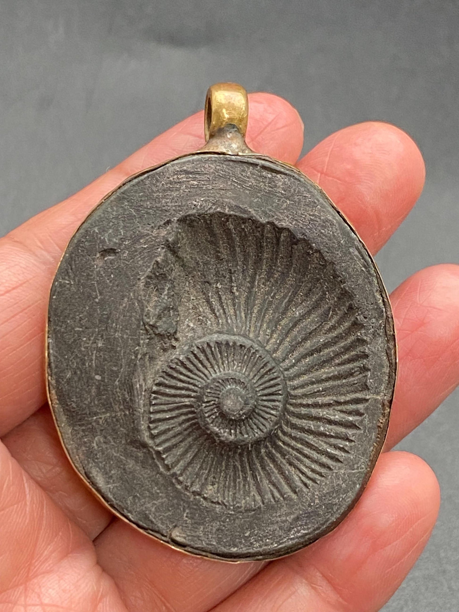 Himalayan fossil shaligram,handcrafted,brass, Dragon pendant,Himalayan,Nepalese,