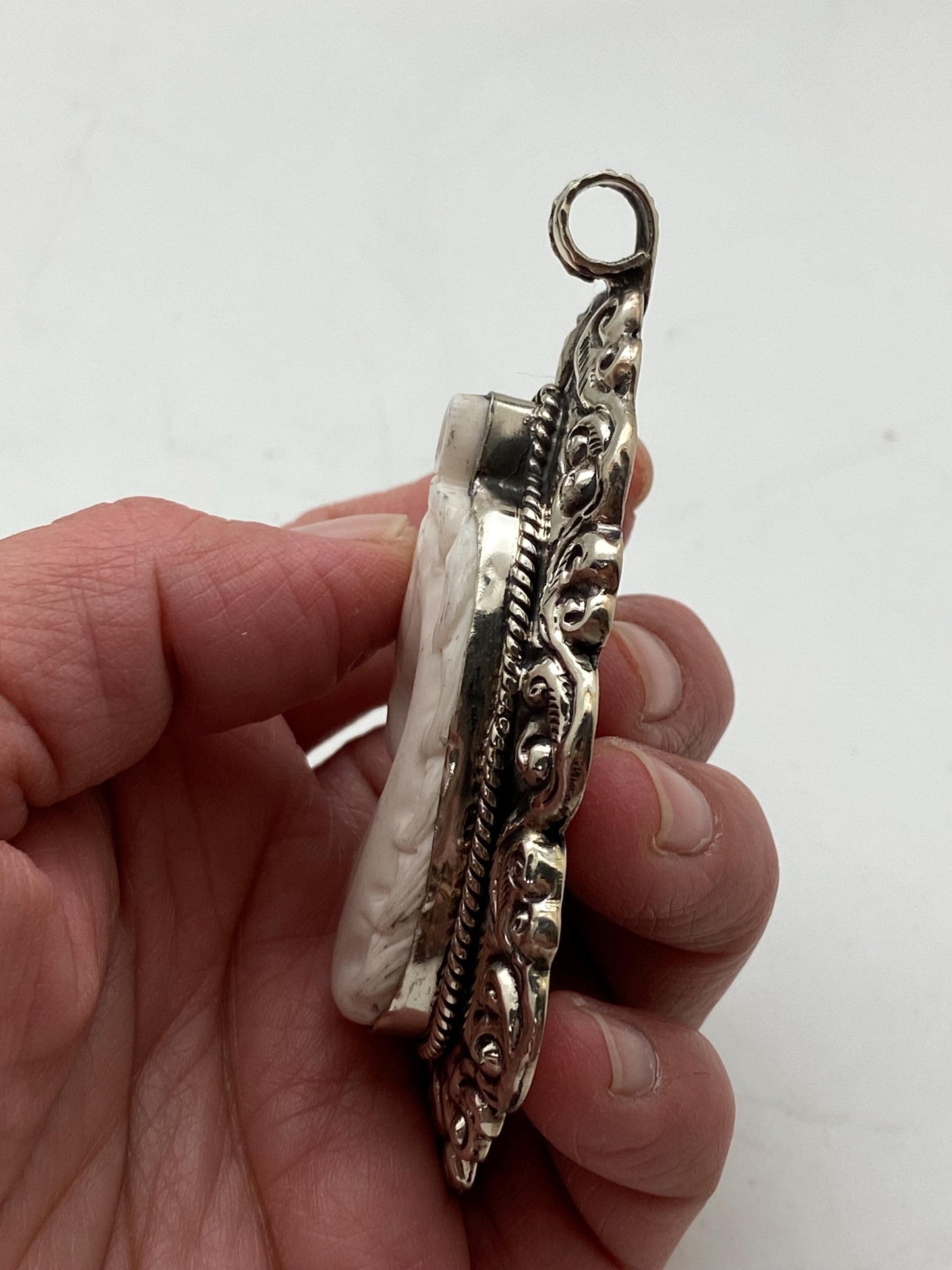 Horse pendant,bone carved,handcrafted,Tibetan silver,Himalayan, Nepalese ,ethnic style