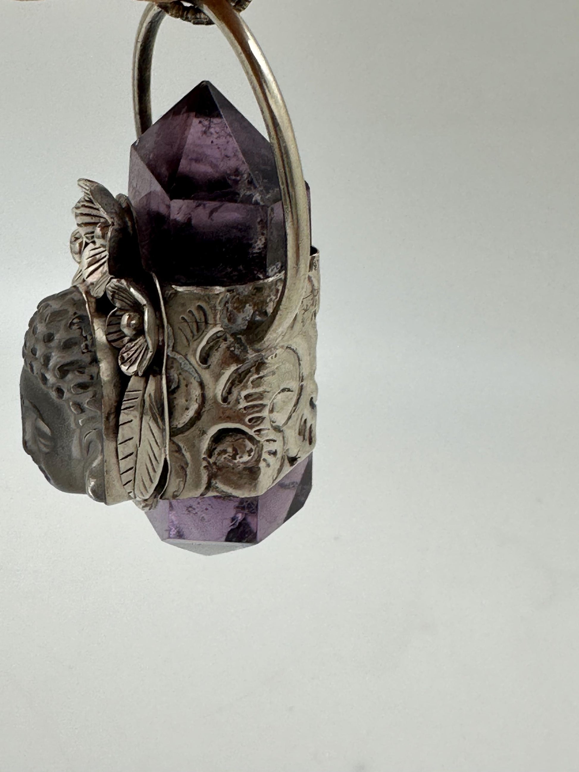 healing pendant, amethyst, quartz Buddha , spiritual amulet,