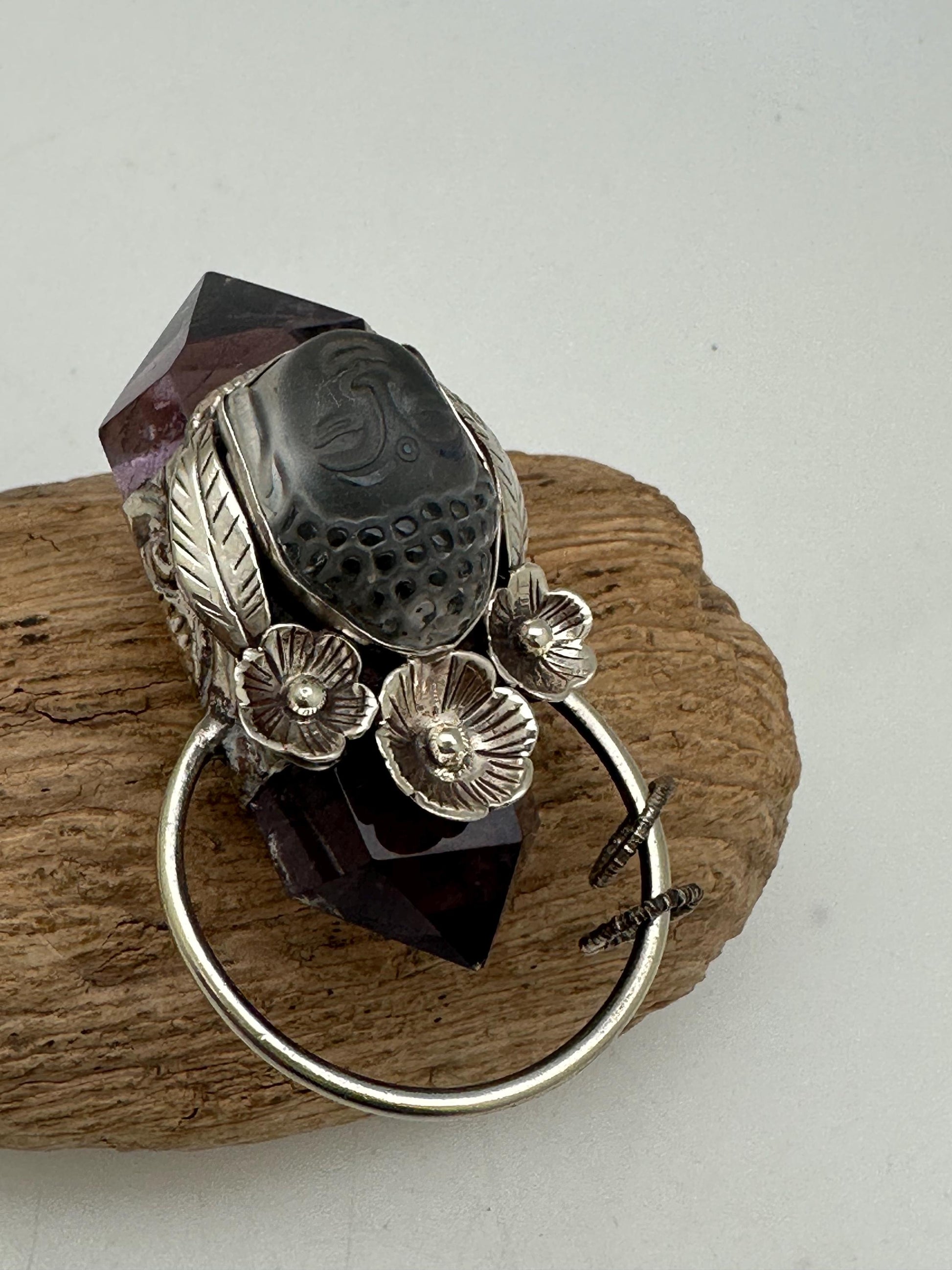 healing pendant, amethyst, quartz Buddha , spiritual amulet,