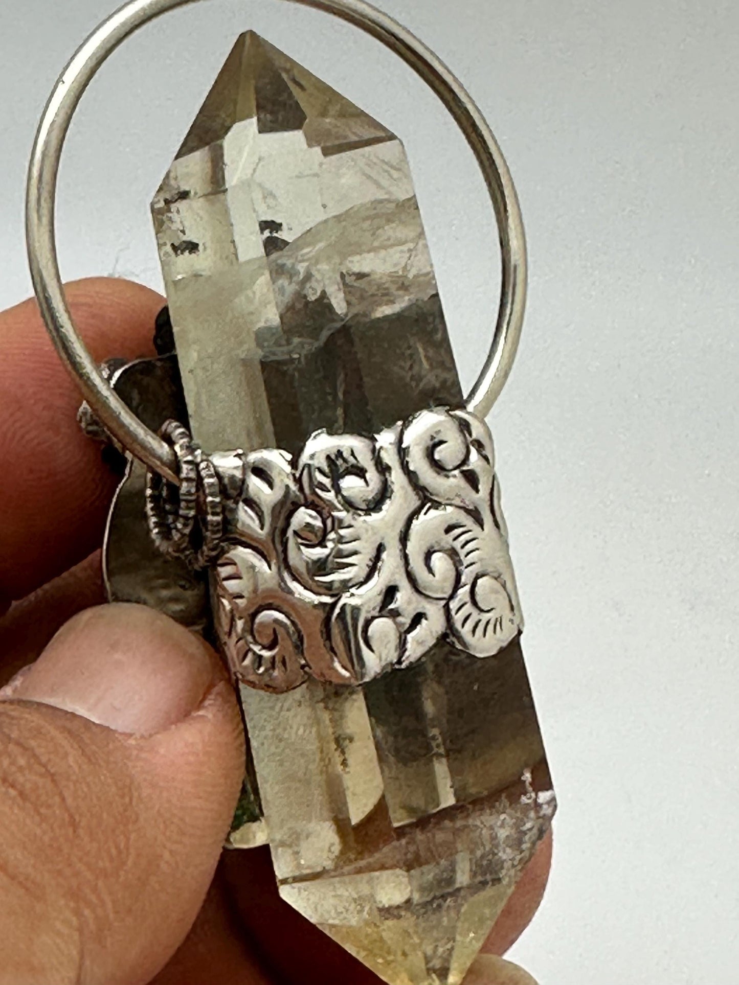 natural citrine with Buddha, healing pendant, master handcrafted with Tibetan silver