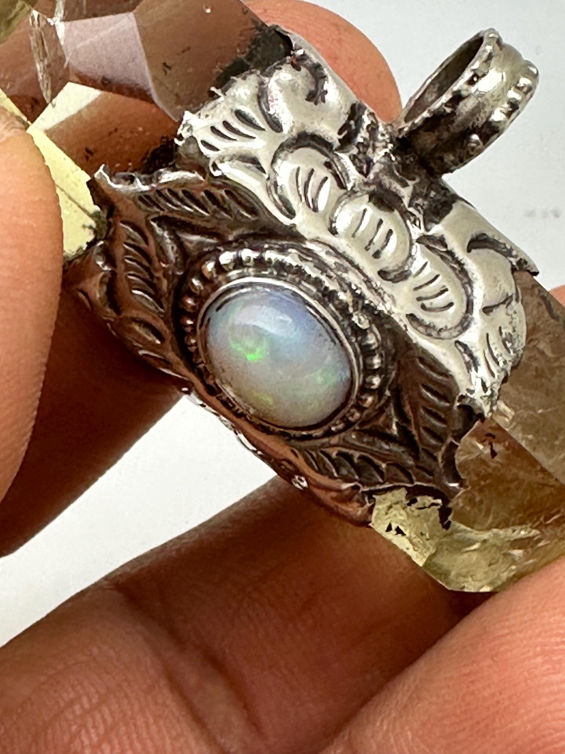 citrine pendant with natural opal, healing pendant,