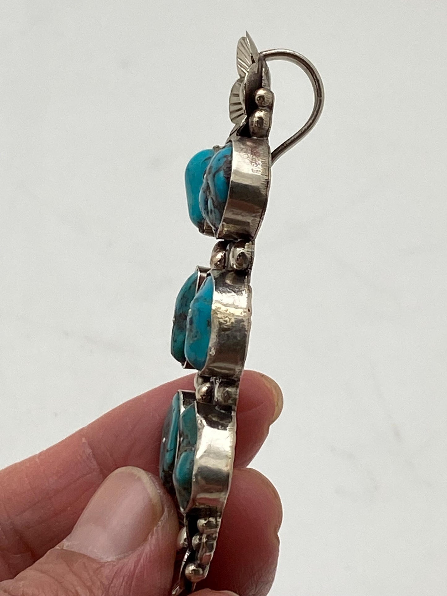 Turquoise pendant, floral pendant, Tibetan réposse silver, handcrafted,Himalayan Nepalese