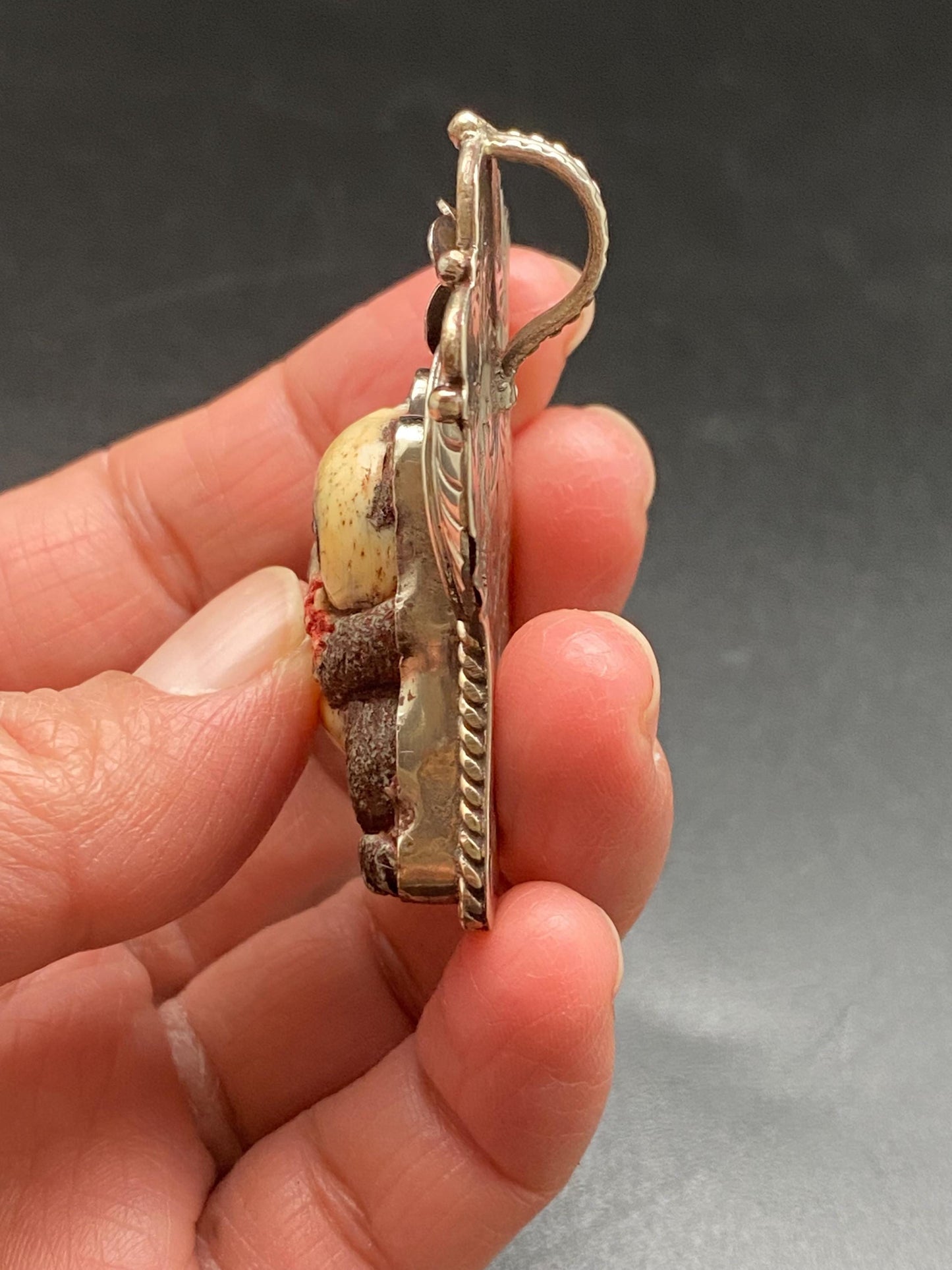 Panda pendant, bone carved pendant, handcrafted,Tibetan silver, floral pendant ,animal lover,himalayan,Nepalese