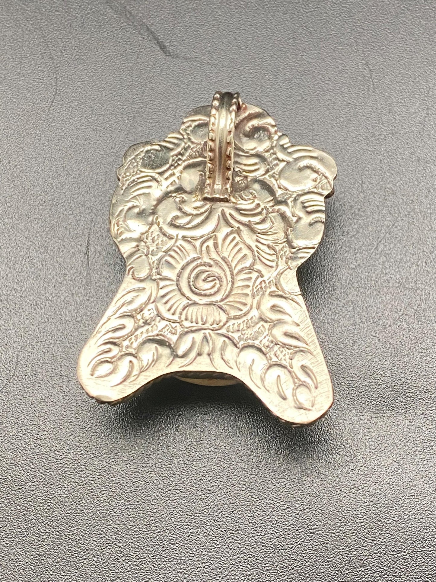 Panda pendant, bone carved pendant, handcrafted,Tibetan silver, floral pendant ,animal lover,himalayan,Nepalese