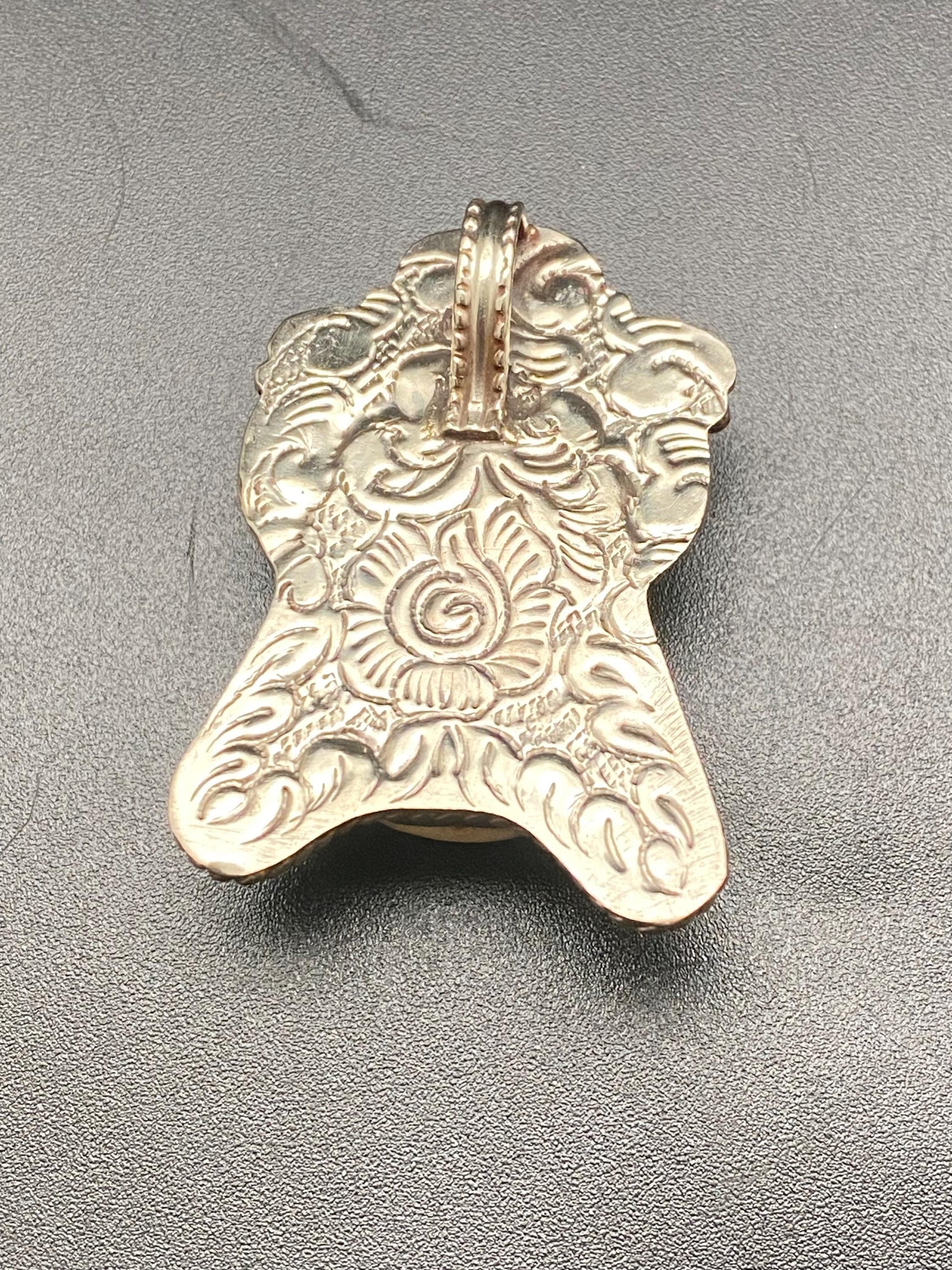 Panda pendant, bone carved pendant, handcrafted,Tibetan silver, floral pendant ,animal lover,himalayan,Nepalese