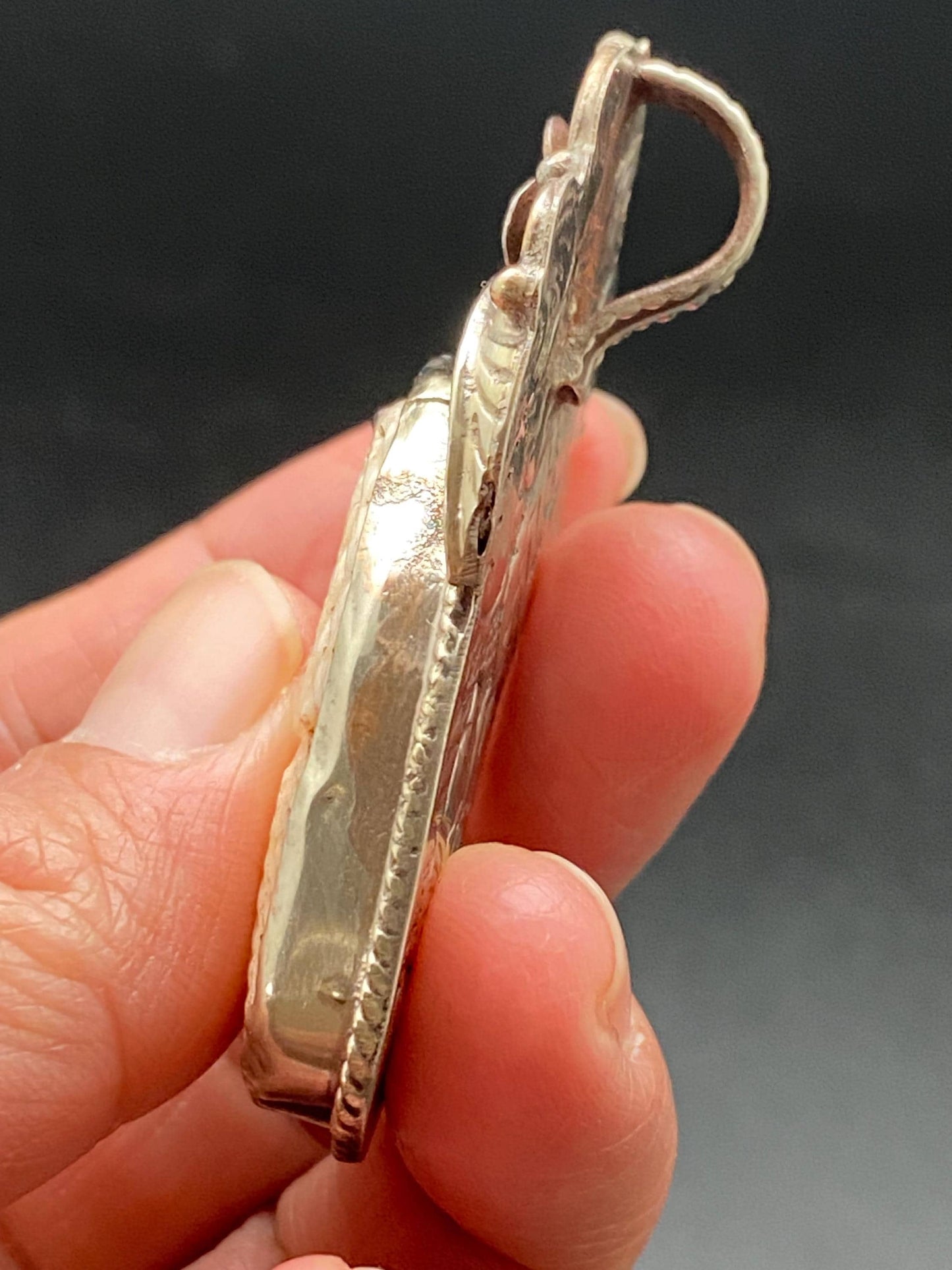eagle pendant, bird pendant, bone carved pendant, handcrafted, Tibetan silver, Nepalese, Himalayan, floral pendant