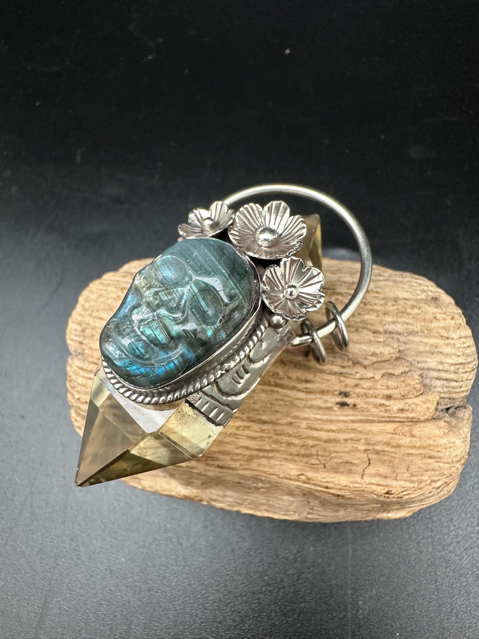 natural citrine with Buddha, healing pendant, master handcrafted with Tibetan silver
