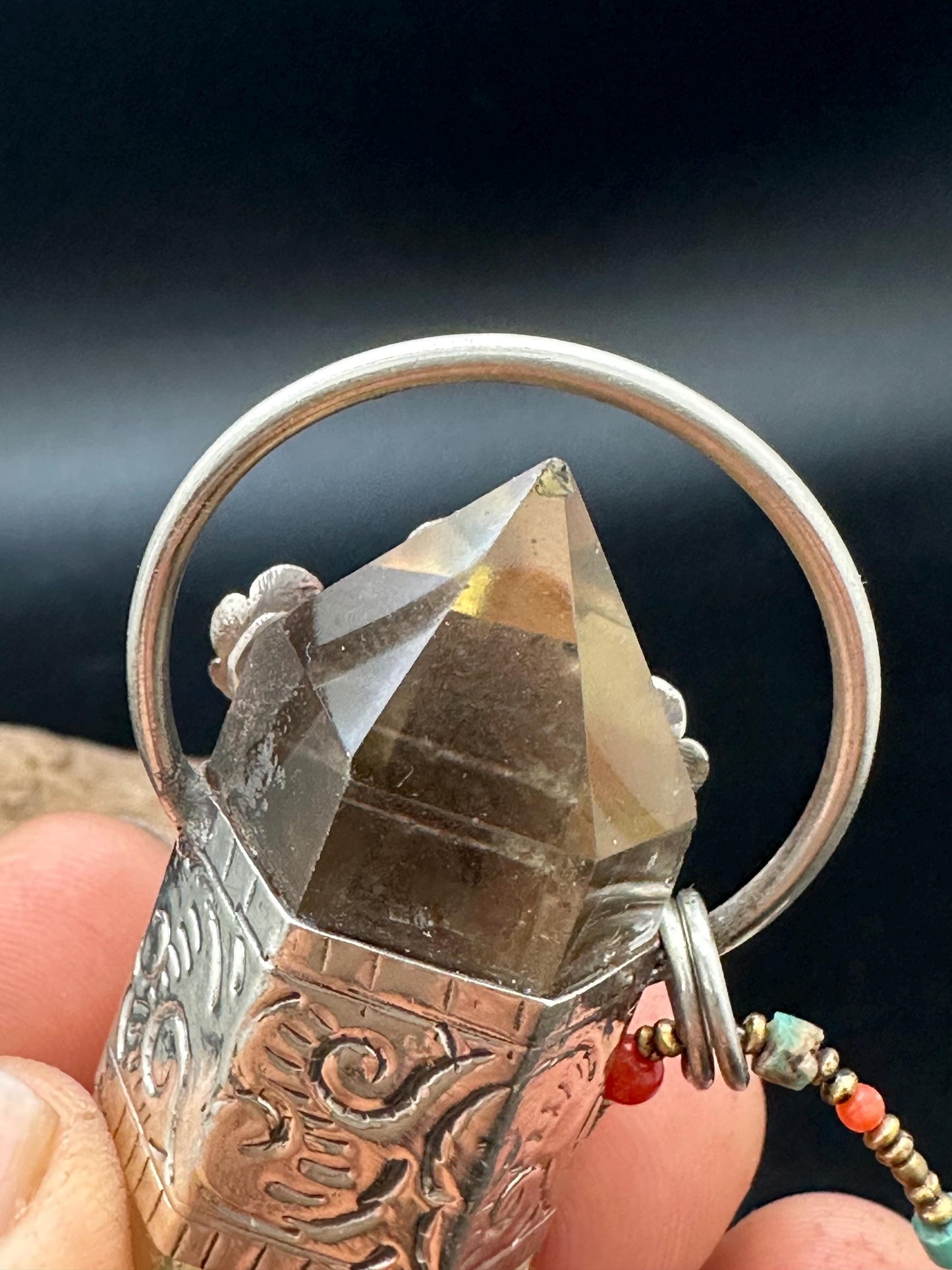 natural citrine with Buddha, healing pendant, master handcrafted with Tibetan silver