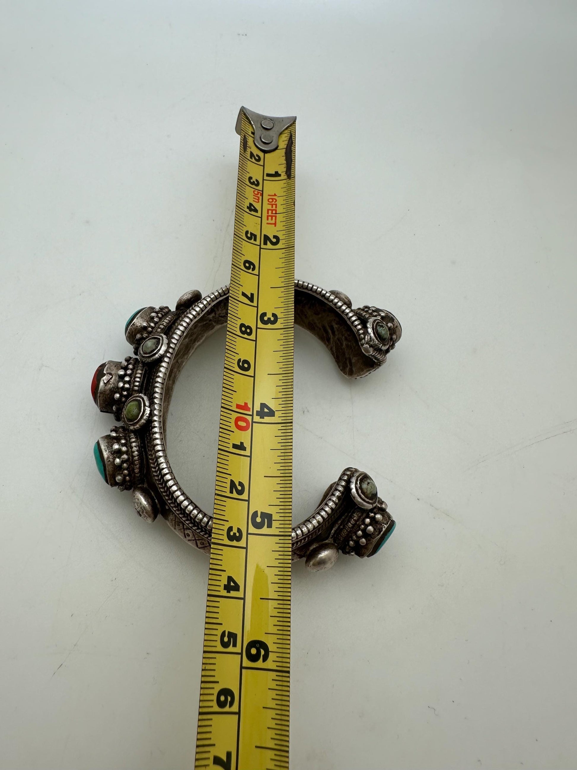 Tibetan bangle, ethnic Tibetan jewelry, sterling silver bangle,