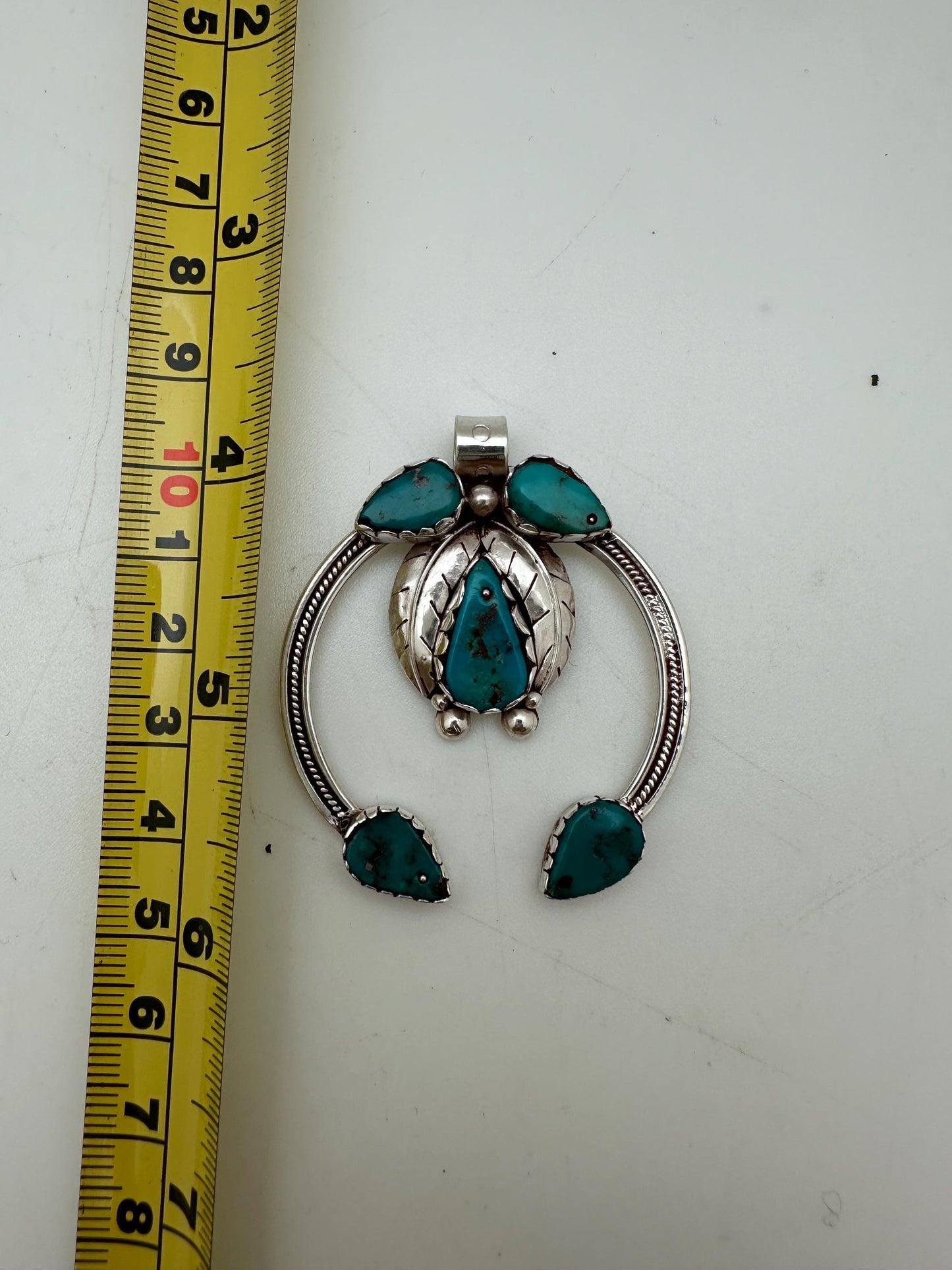 Squash Blossom pendant,sterling silver,, turquoise pendant,natural stone, handcrafted