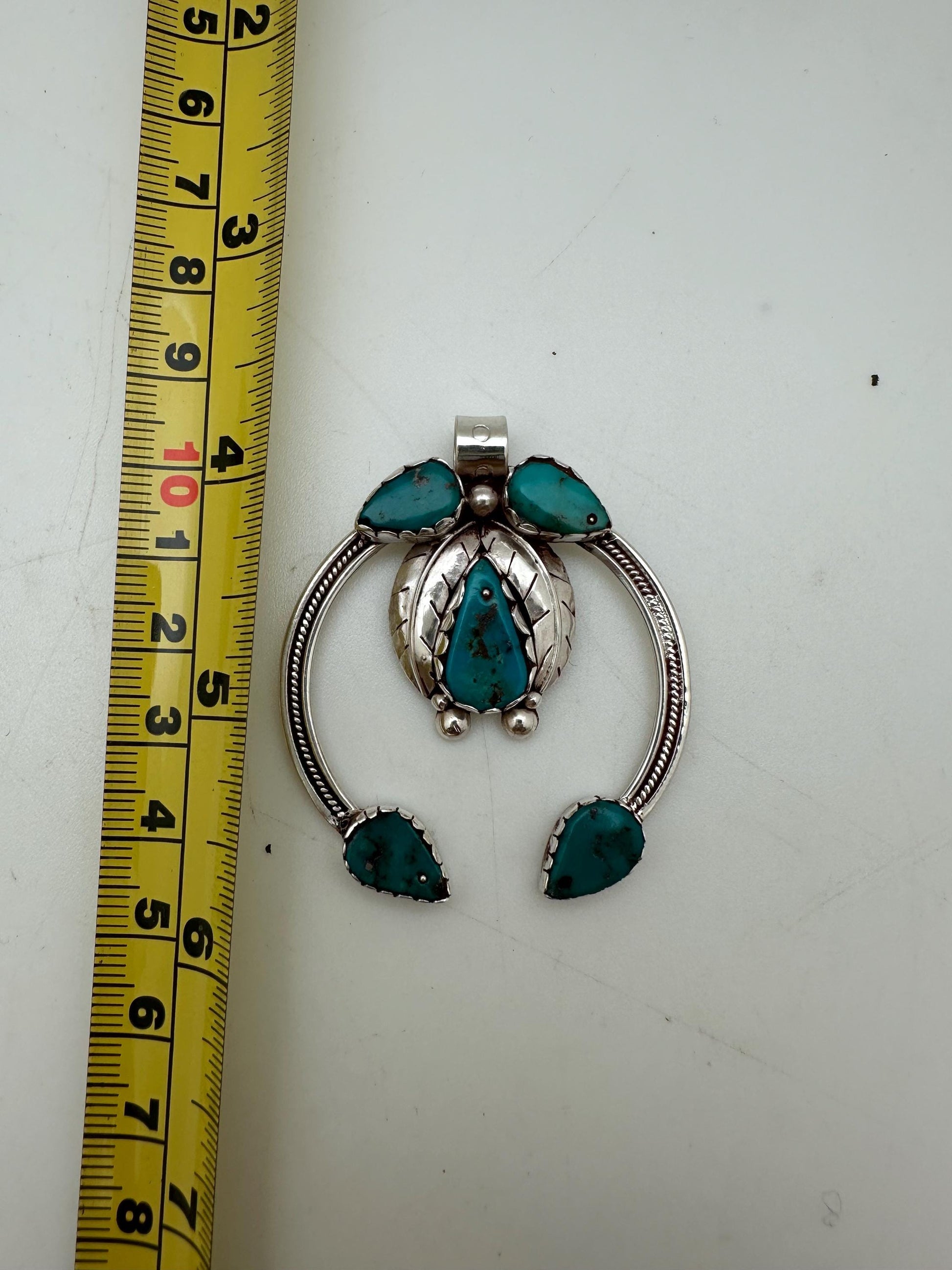 Squash Blossom pendant,sterling silver,, turquoise pendant,natural stone, handcrafted