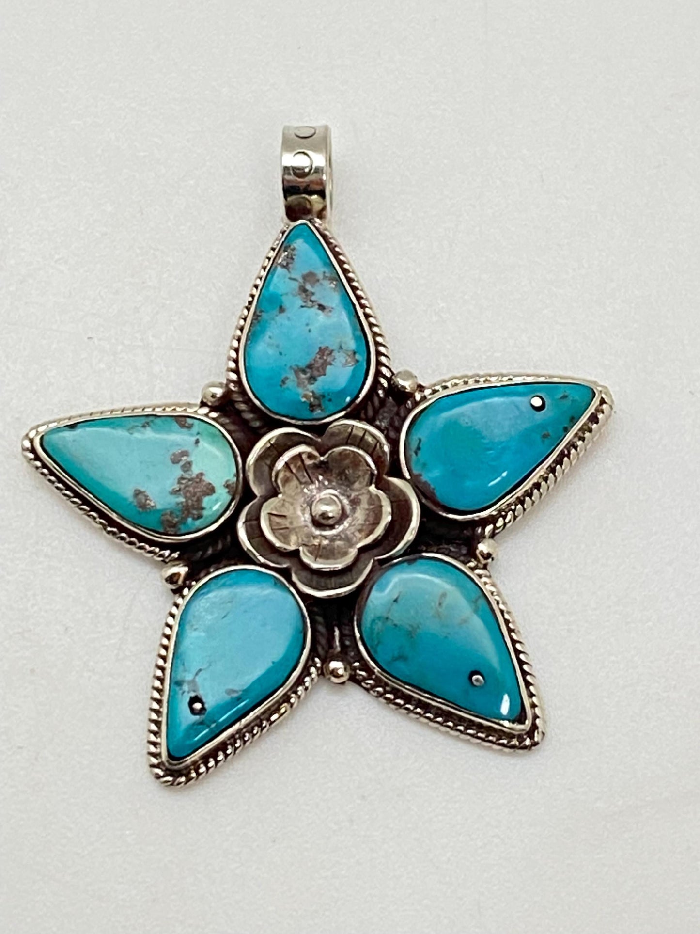 Turquoise pendant,handcrafted,tibetan silver,ethnic style,Nepalese