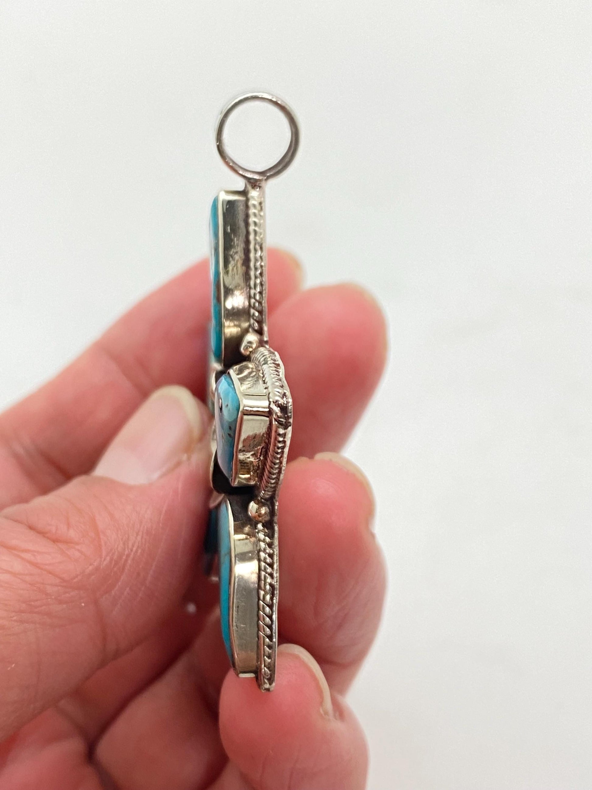 Turquoise pendant,handcrafted,tibetan silver,ethnic style,Nepalese