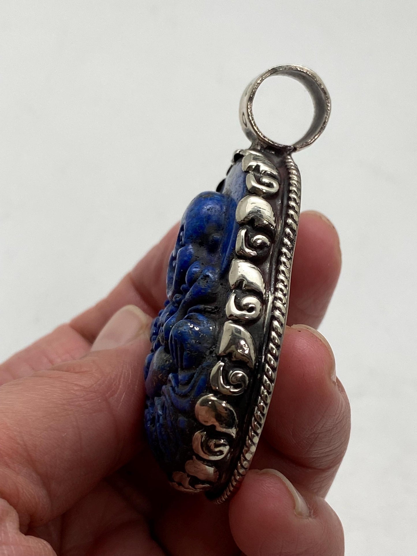 Happy Buddha, laughing Buddha,lapis lazuli ,handcrafted,Tibetan silver,Goodluck,prosperity,