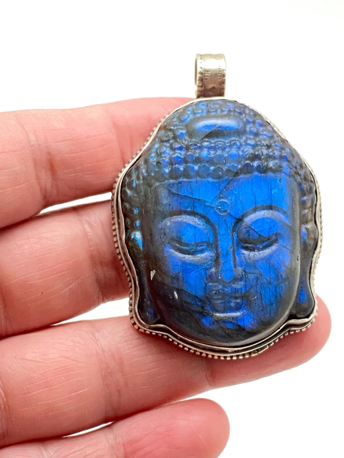 Buddha pendant,Labradorite carved Buddha pendant,handcrafted,Tibetan silver,spiritual, meditation,amulet,Buddhist,Himalayan,Nepalese
