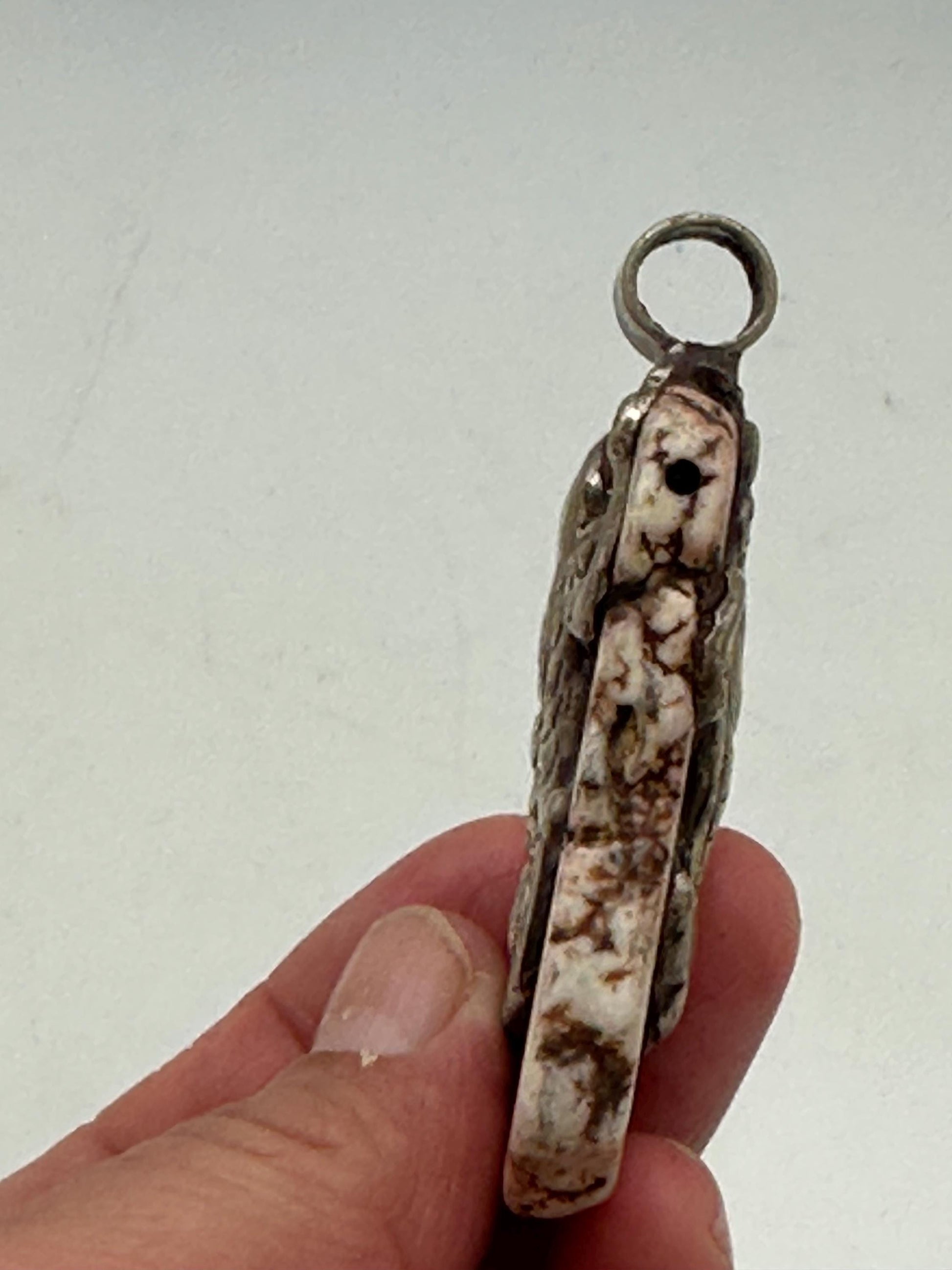 Howlite Turquoise pendant,white howlite turquoise,handcrafted, Tibetan silver,Fish pendant, monkey pendant,Himalayan,Nepalese