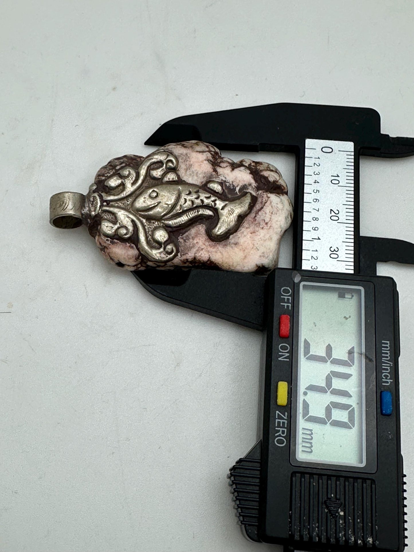 Howlite Turquoise pendant,white howlite turquoise,handcrafted, Tibetan silver,Fish pendant, monkey pendant,Himalayan,Nepalese