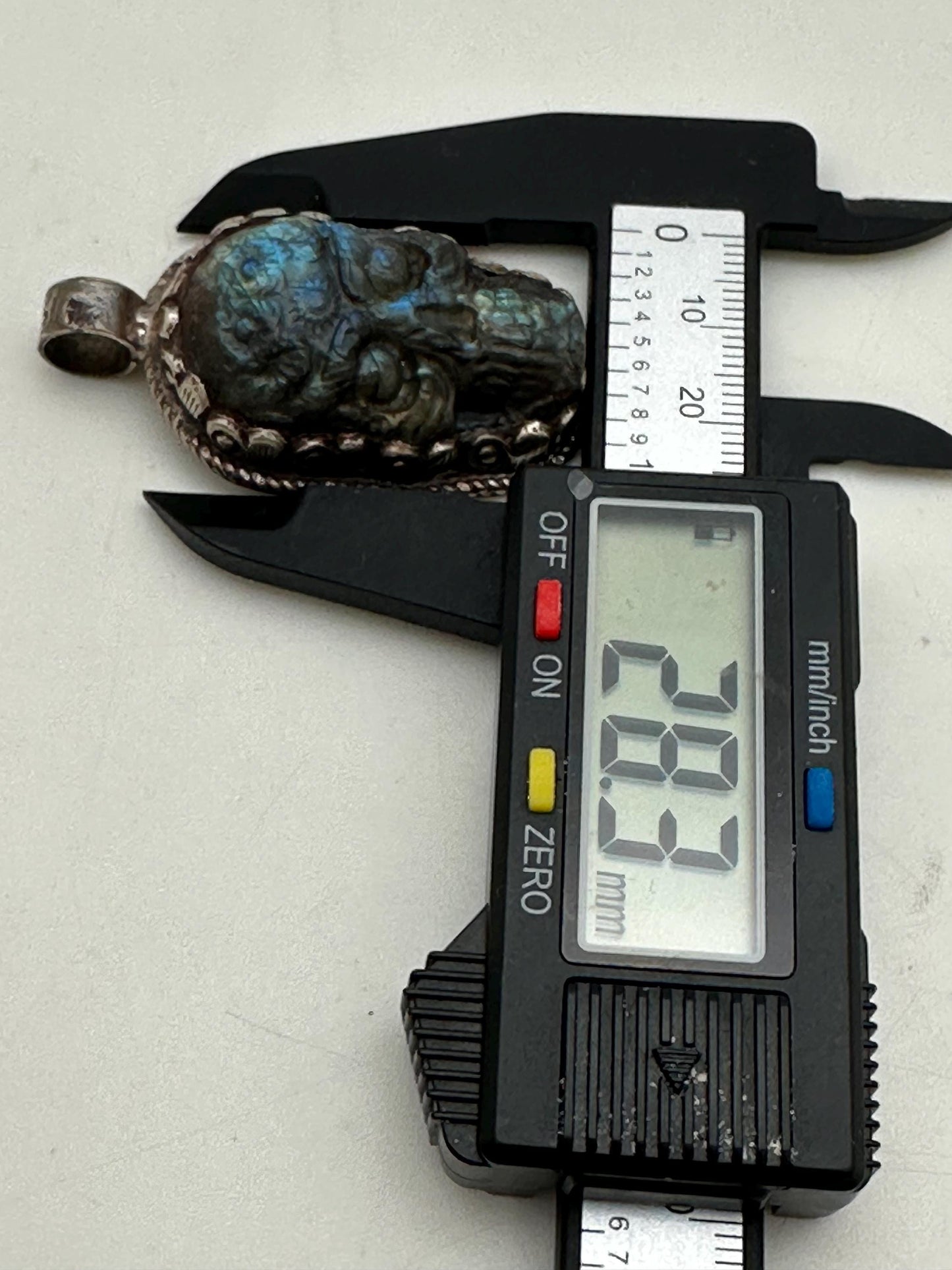 Labradorite carved skull pendant, handcrafted, Tibetan silver, ethnic style,Himalayan, Nepalese