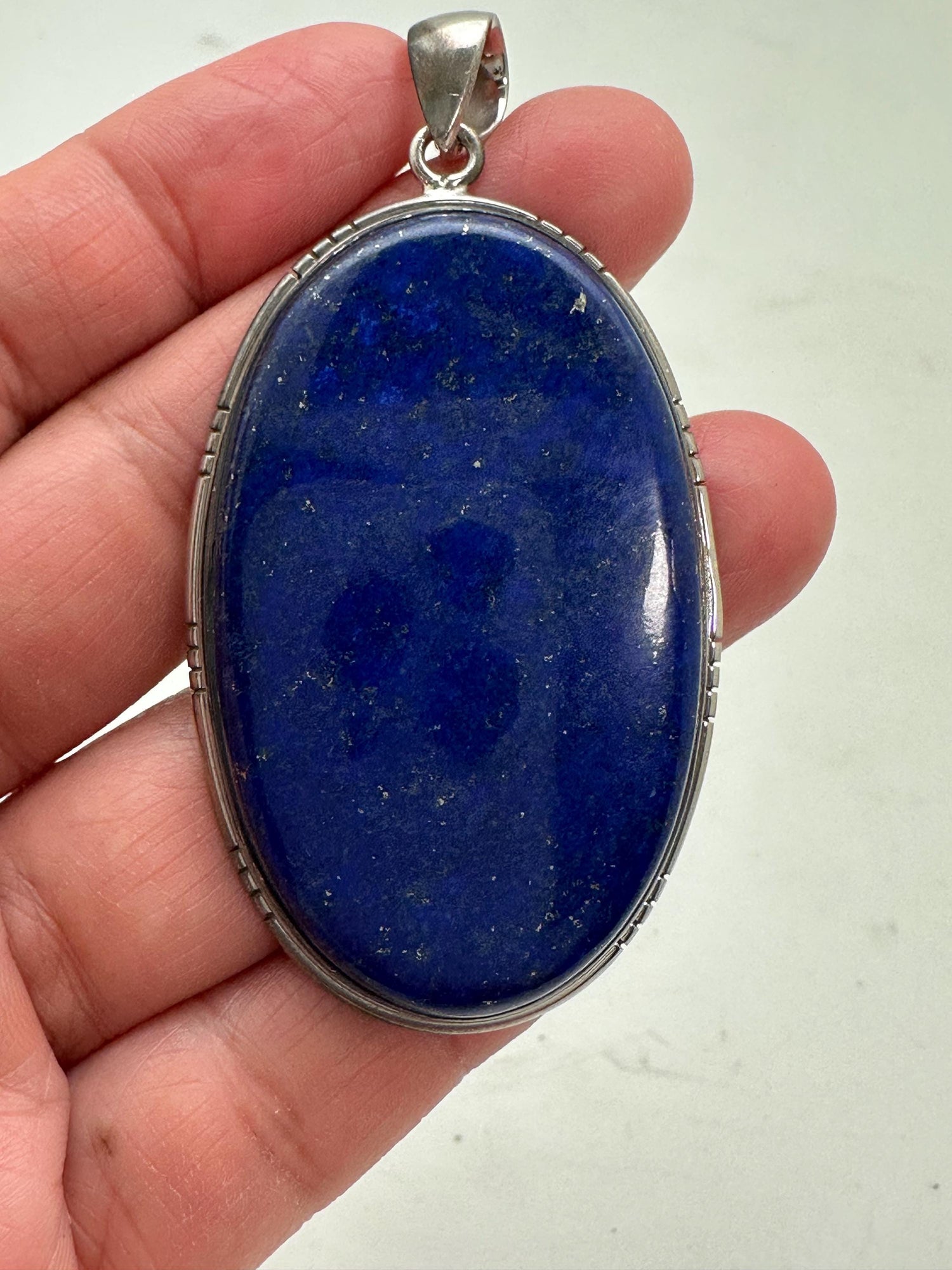 Lapis lazuli pendant, handcrafted, sterling silver,large pendant, natural stone