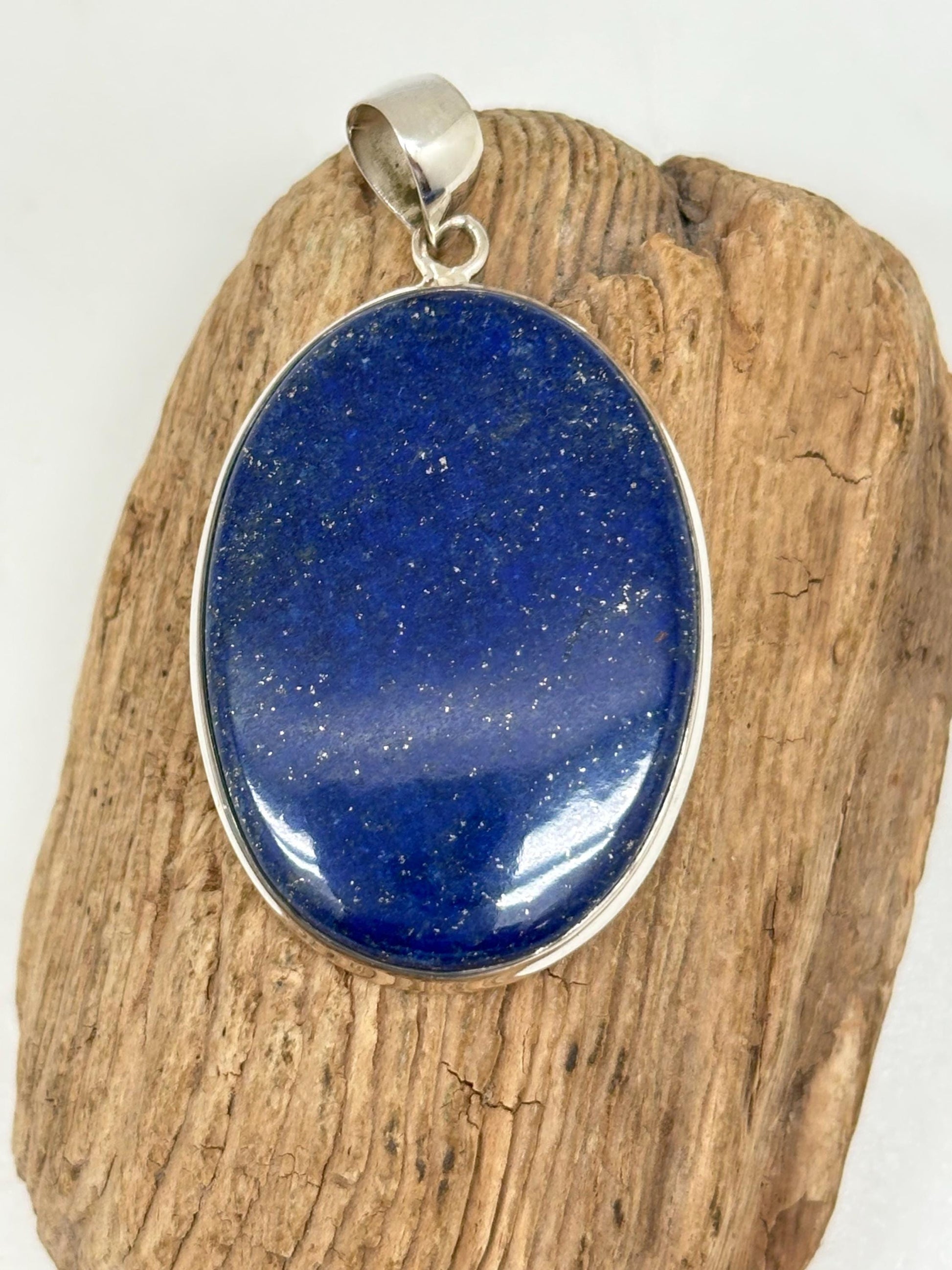 Lapis lazuli pendant, handcrafted, sterling silver,large pendant, natural stone